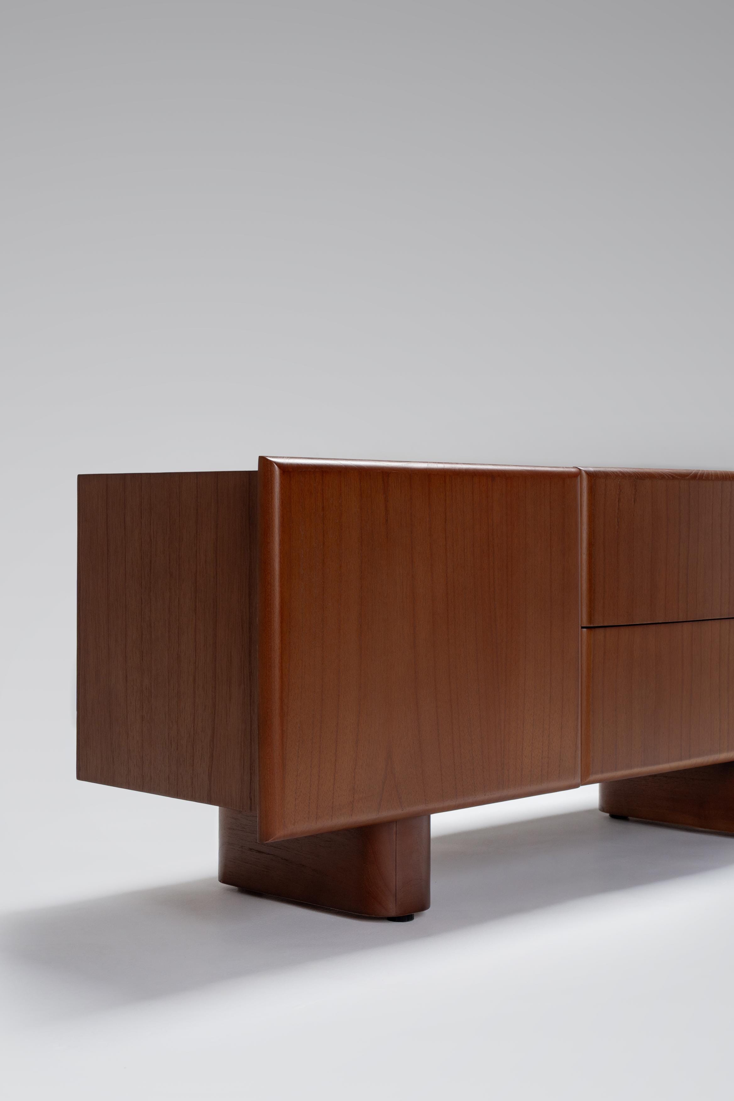 Wooden sideboard with two drawers and doors
