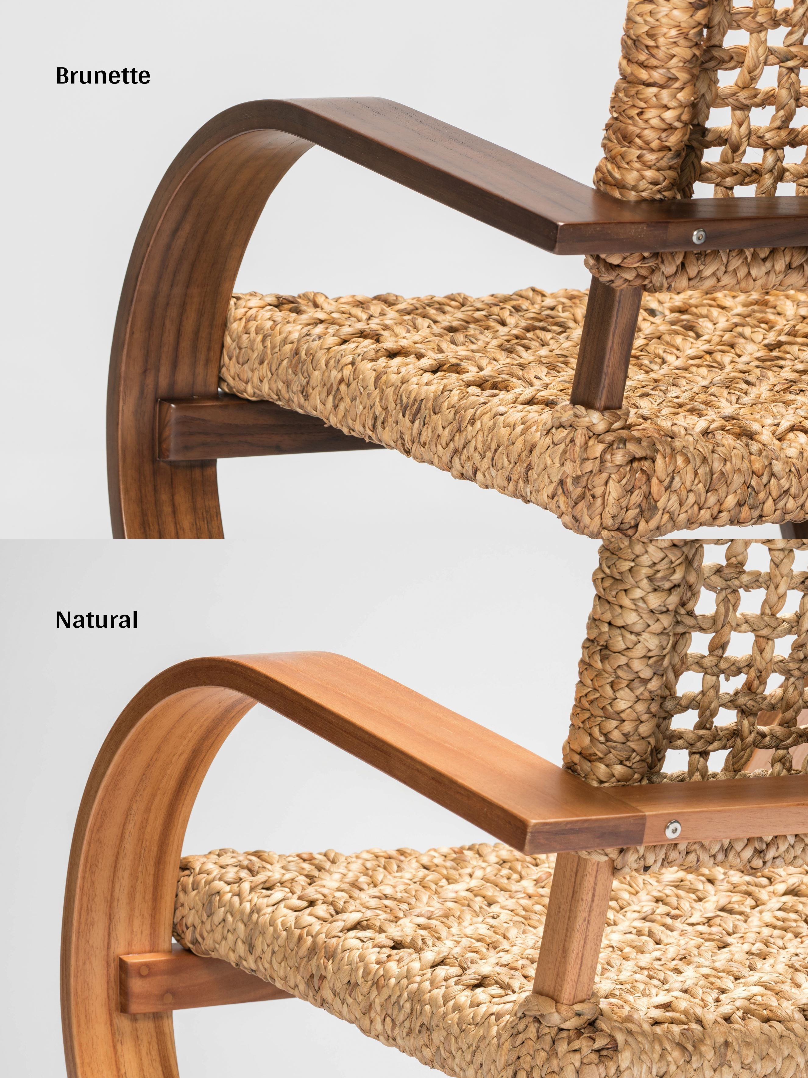 French Modernist Armchair - water hyacinth wooden armchairs - Larkwood Furniture