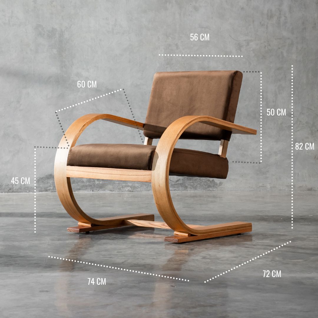 French Modernist Armchair | Coffee Velvet