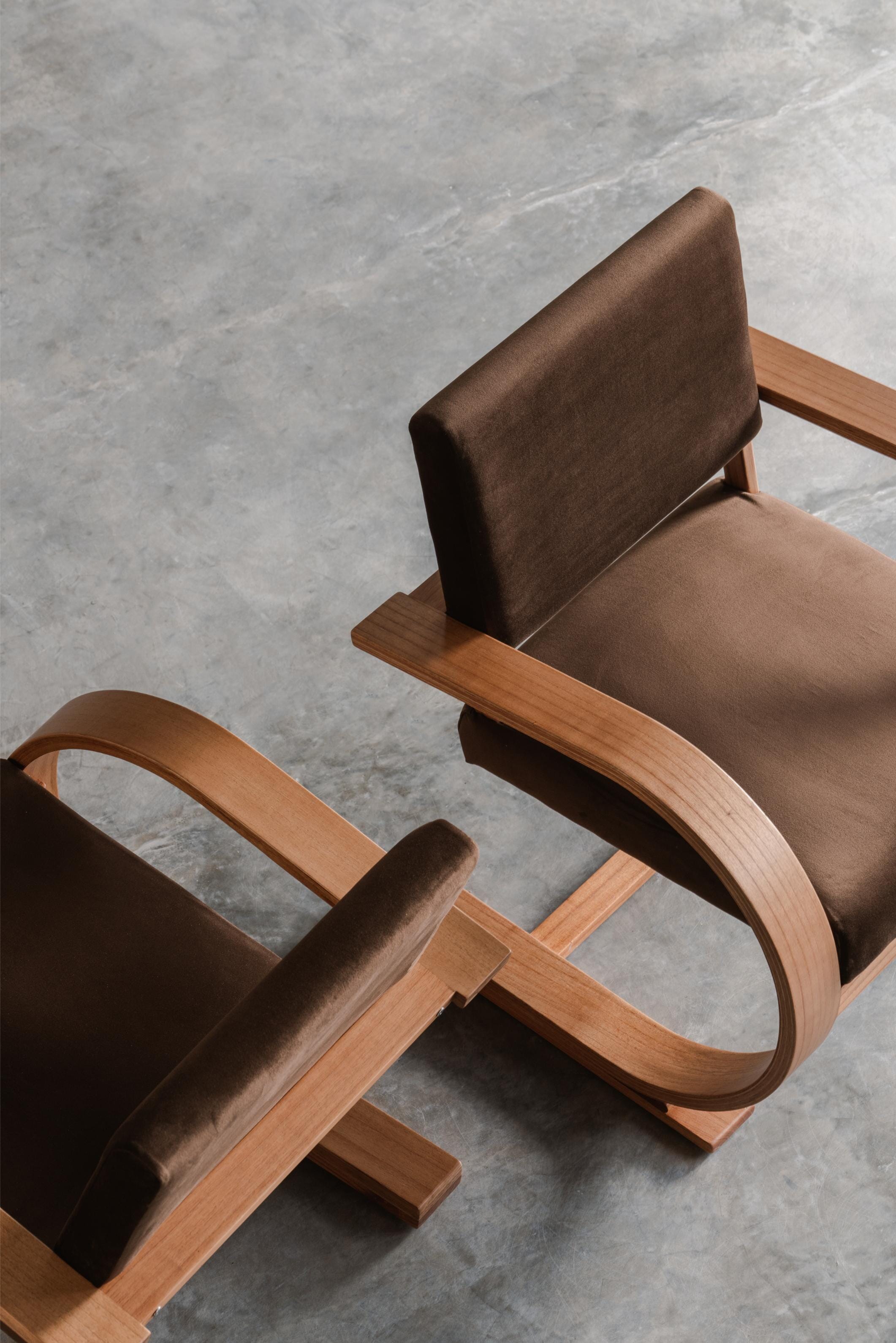 French Modernist Armchair | Coffee Velvet