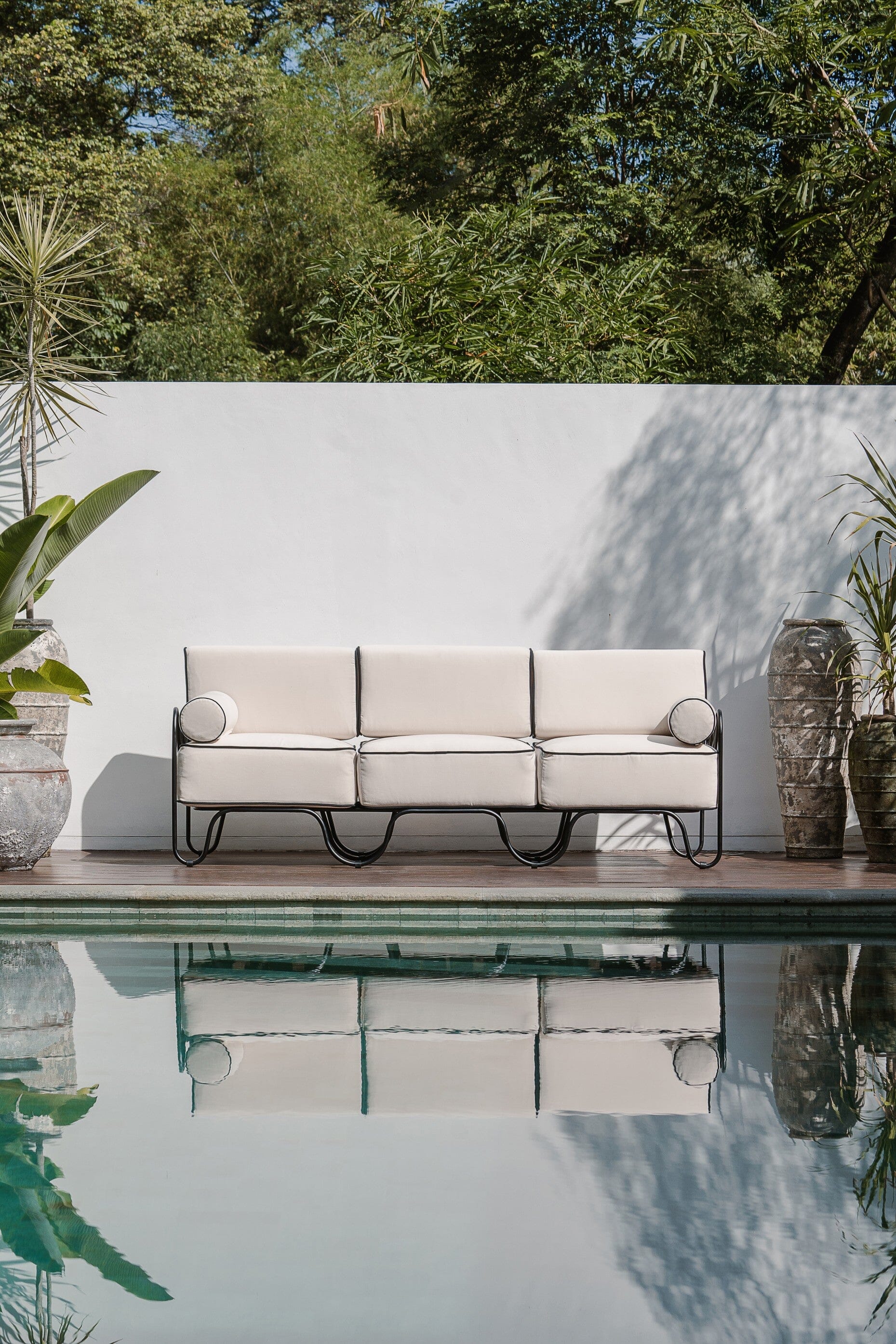 3 seater outdoor sofa, furniture for patio and pool area