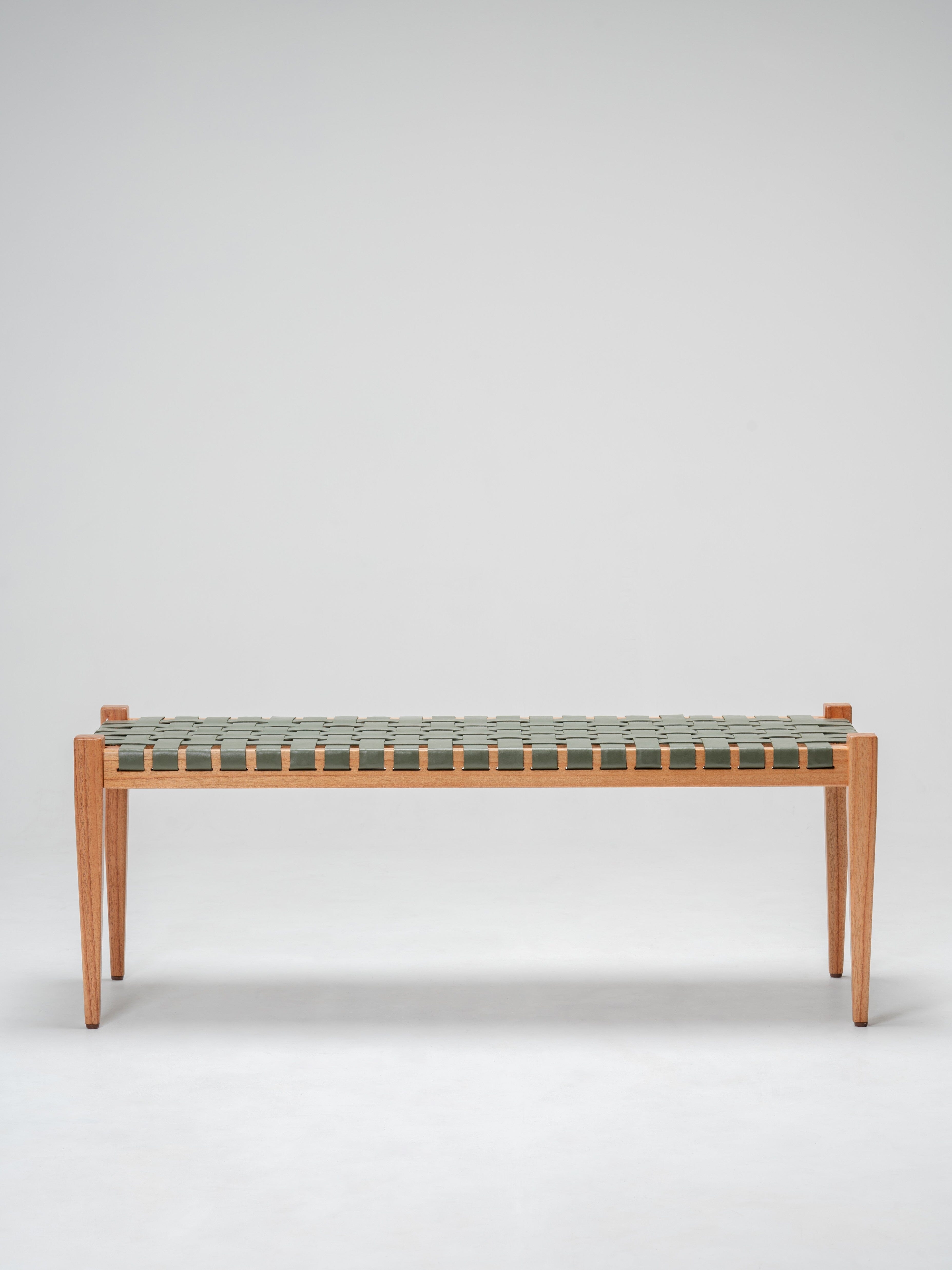 Full-Grain Leather Woven Bench - Leather Furniture Australia - Larkwood Furniture