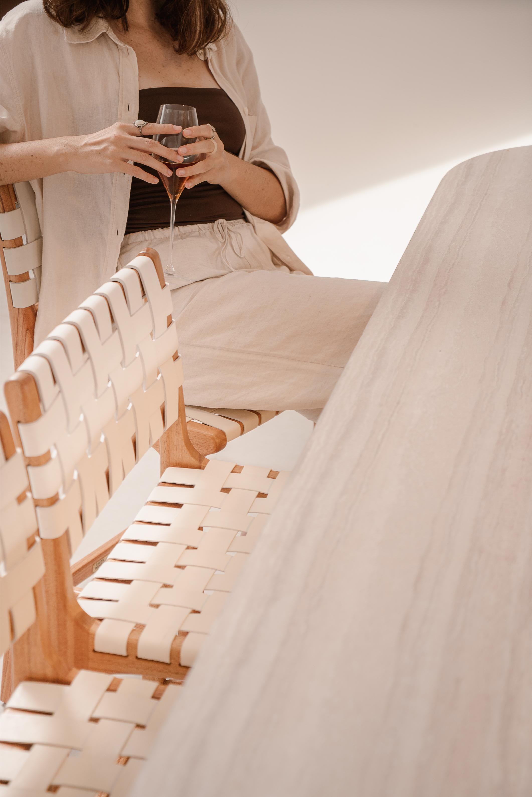 Full-Grain Leather Woven | Counter Stool