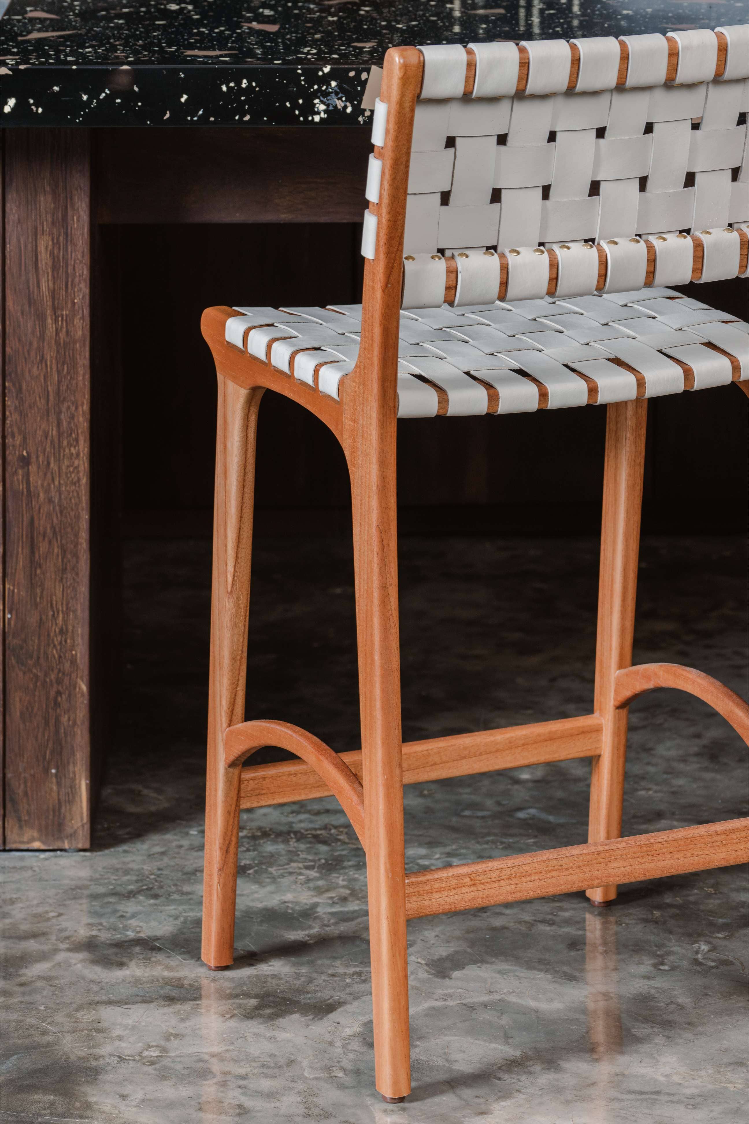 Full-Grain Leather Woven | Counter Stool