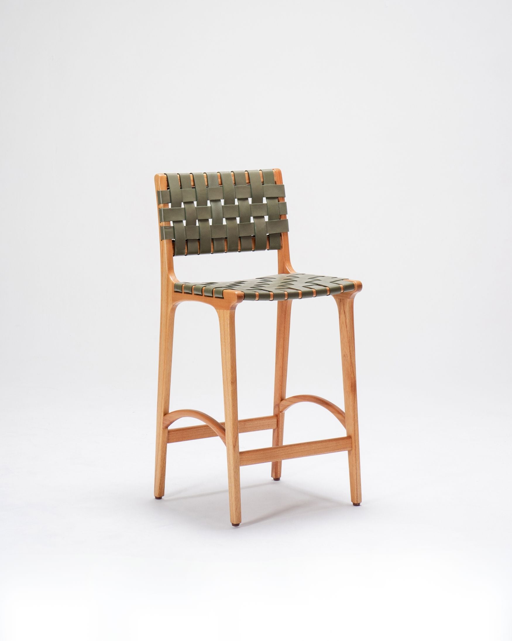 Full-Grain Leather Woven | Counter Stool