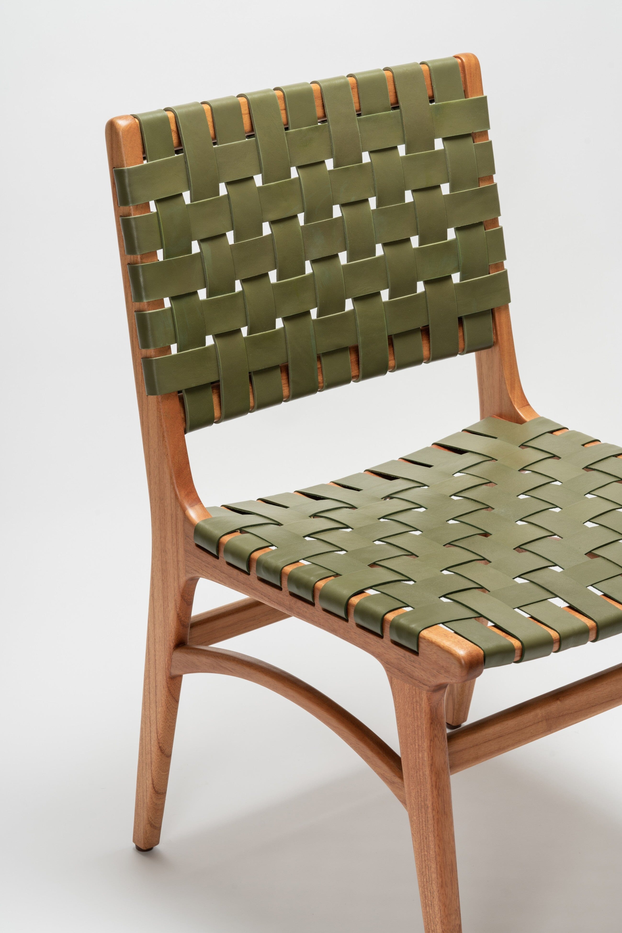 Full Grain Leather Woven Dining Chair - Timber Dining Chairs - Larkwood Furniture