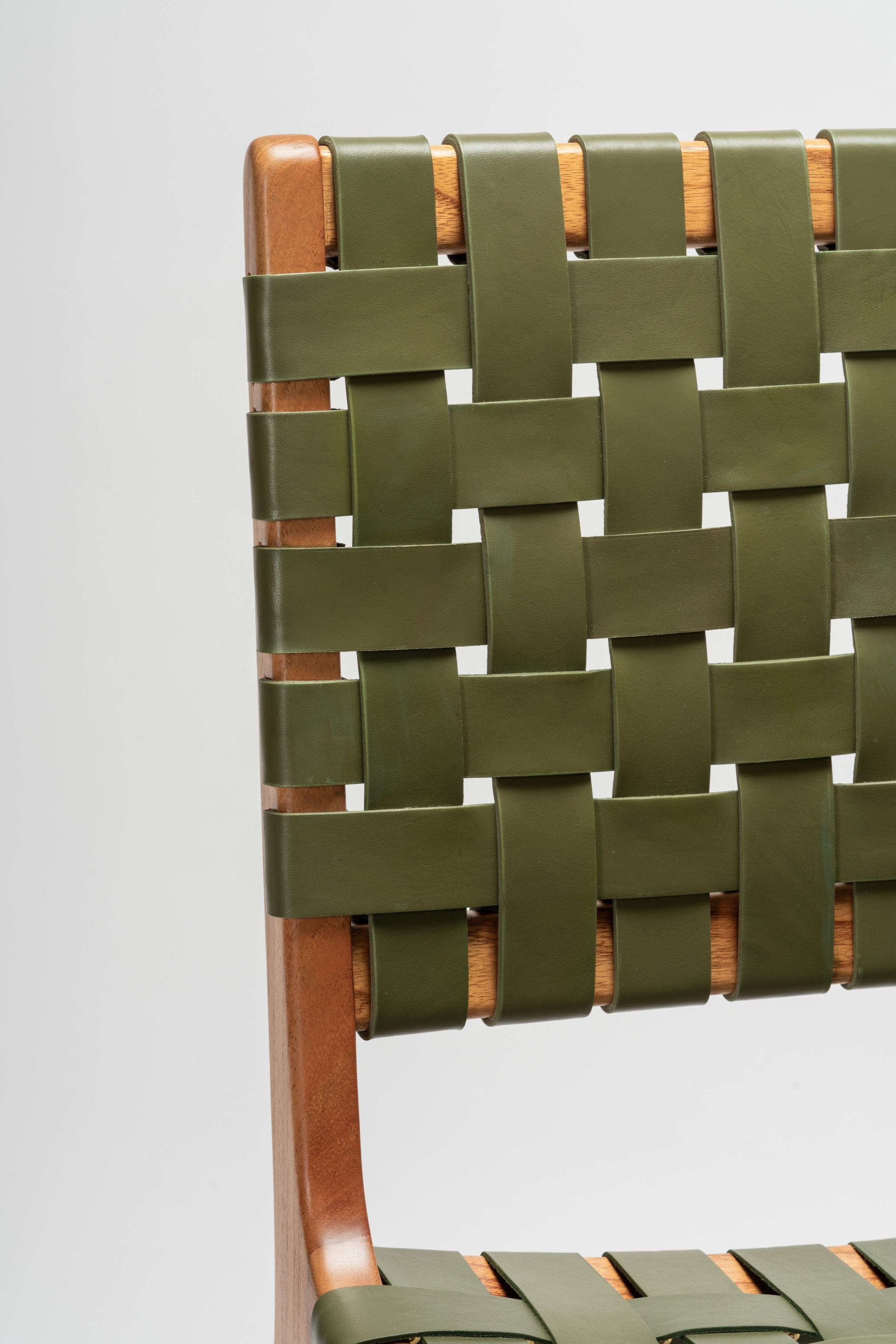 Full-Grain Leather Woven Dining Chair - wooden chairs - Larkwood Furniture