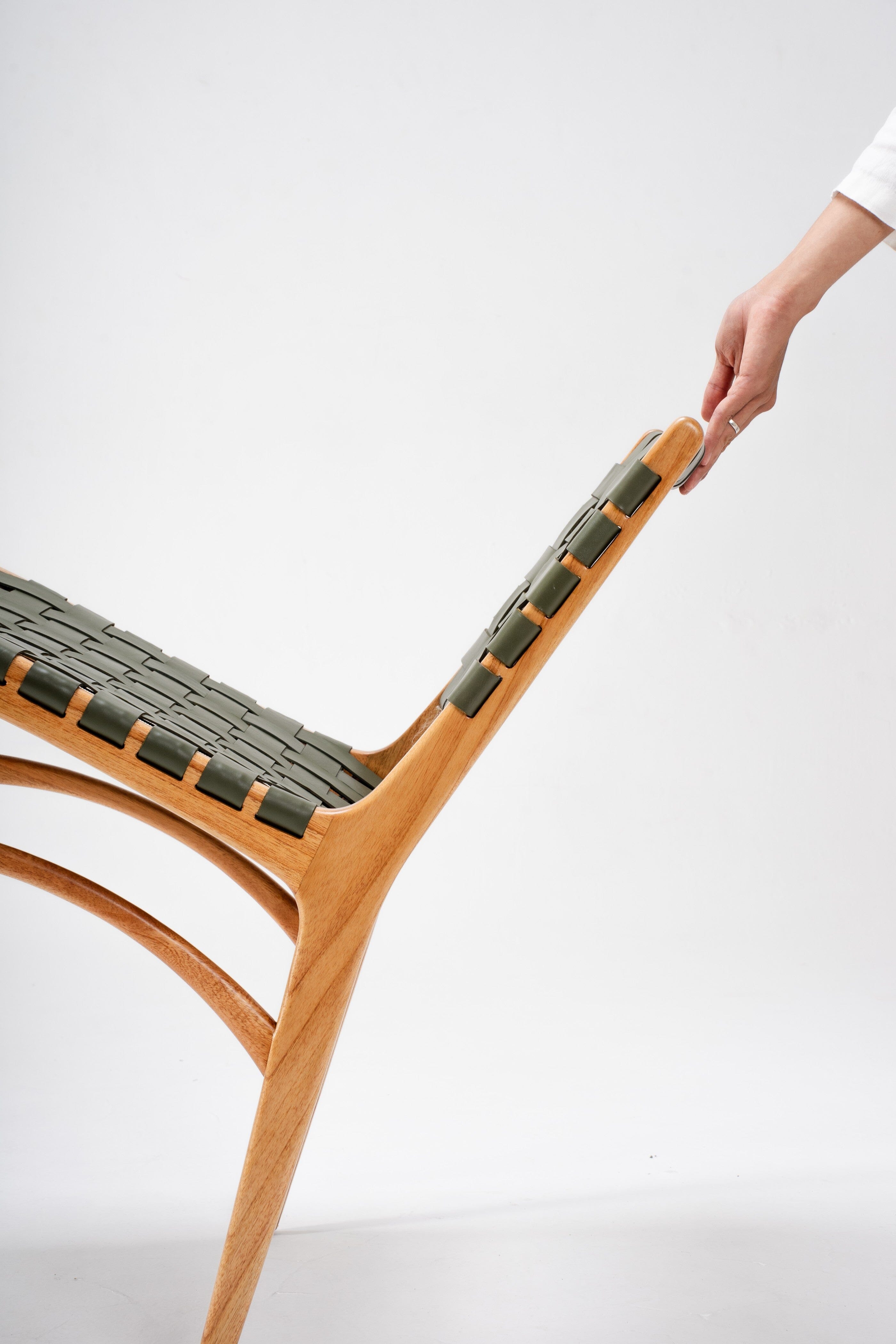 Full-Grain Leather Woven Dining Chair - dining chairs in wood - Larkwood Furniture