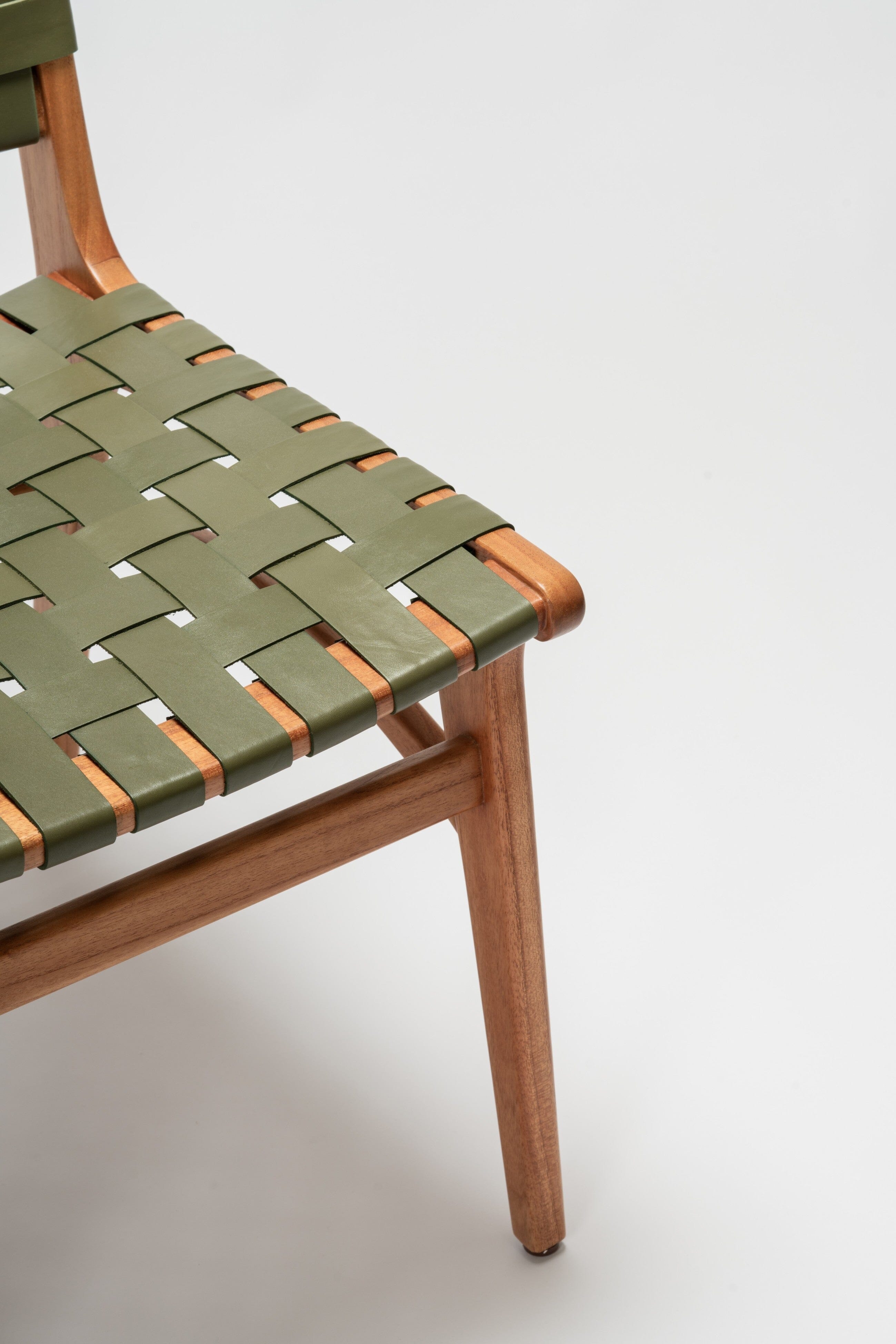 Full Grain Leather Woven Dining Chair - Wood Dining Chairs - Larkwood