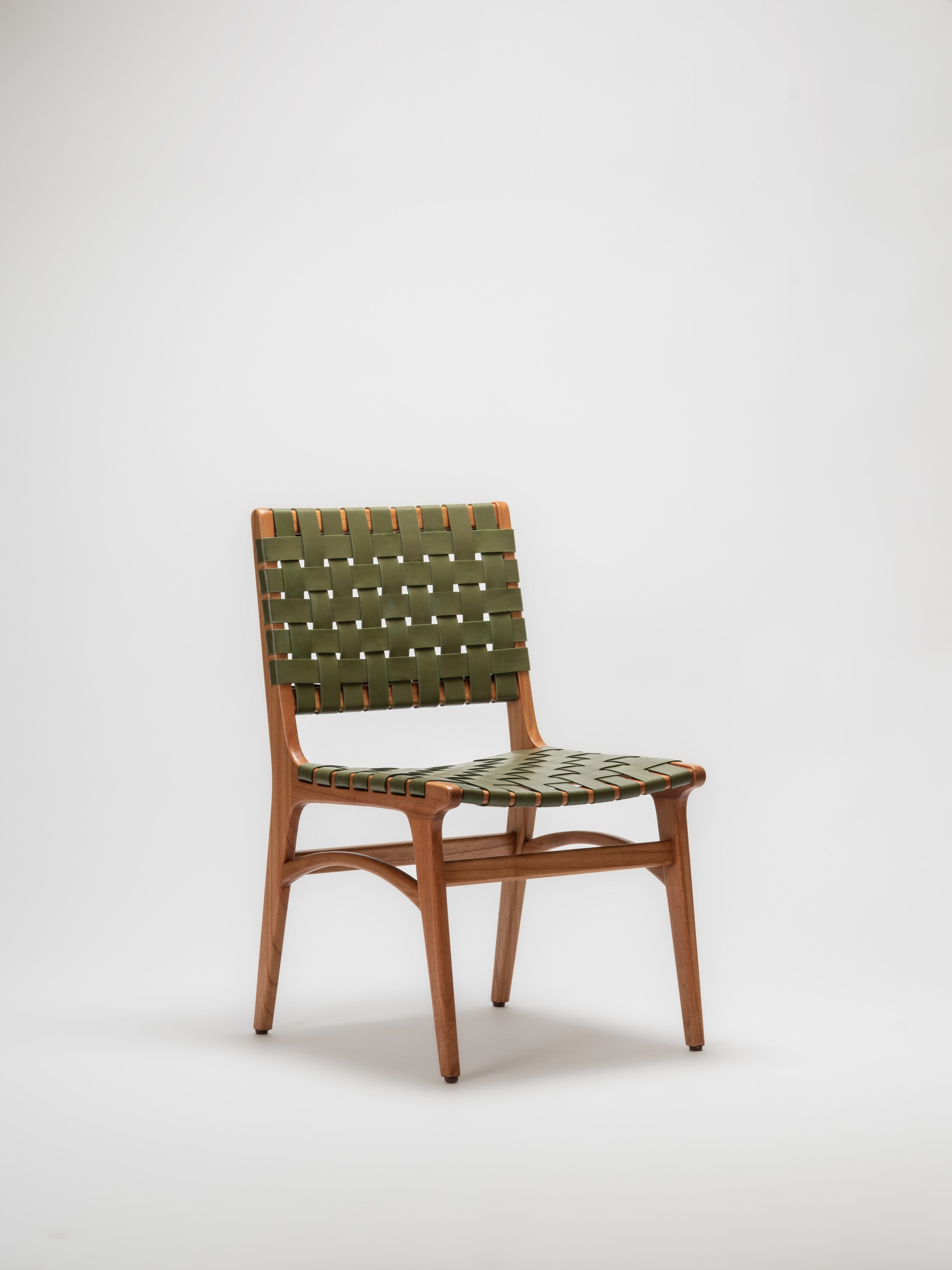 Full Grain Leather Woven Dining Chair - dining chairs - Larkwood Furniture
