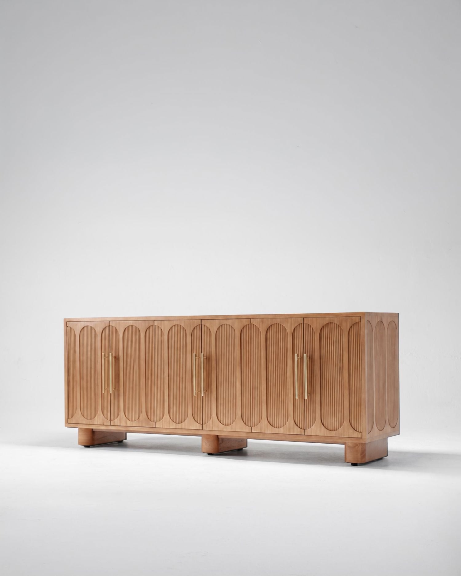 Light solid wood, long sideboard cabinet