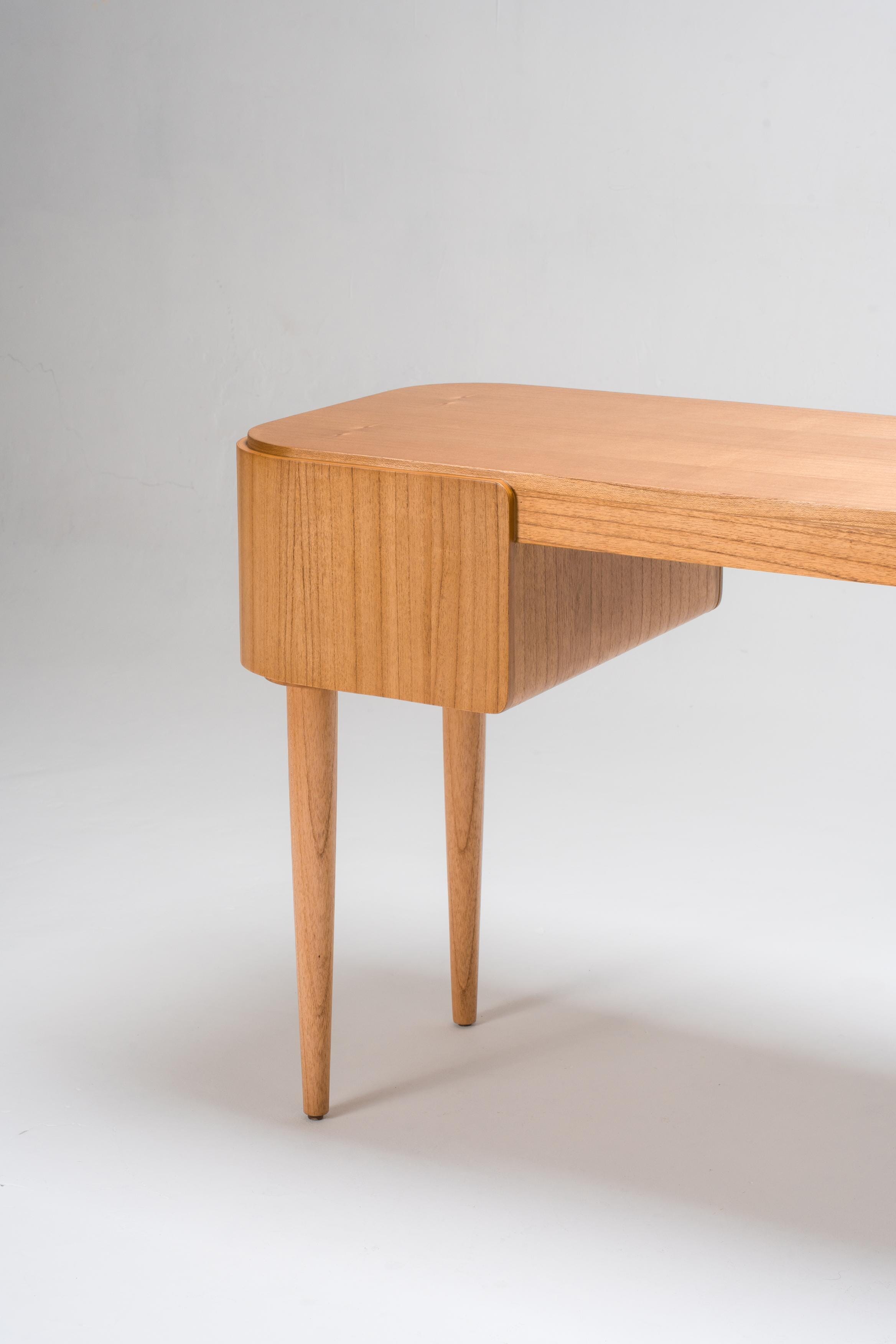 study desk, light wood finish