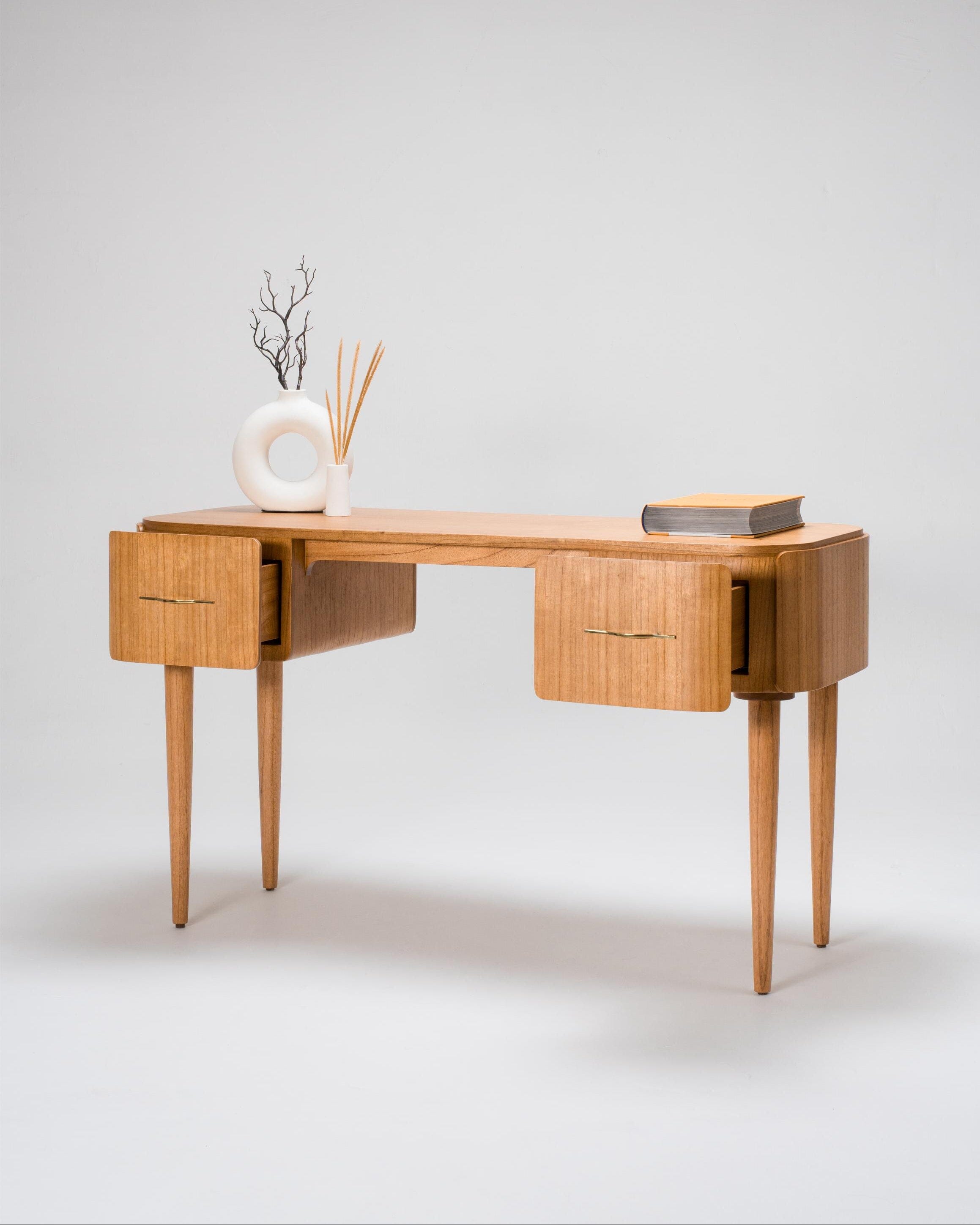 wooden desk with 2 drawers under desk