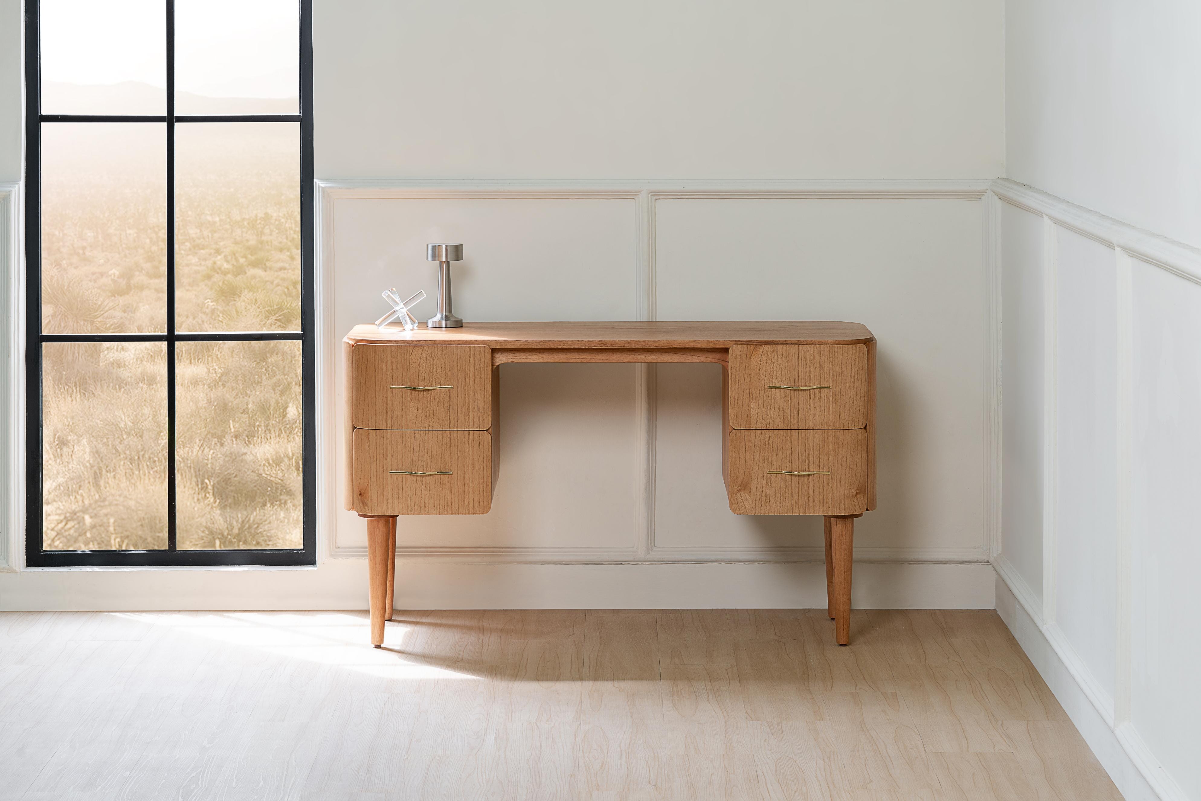 spacious wooden desk