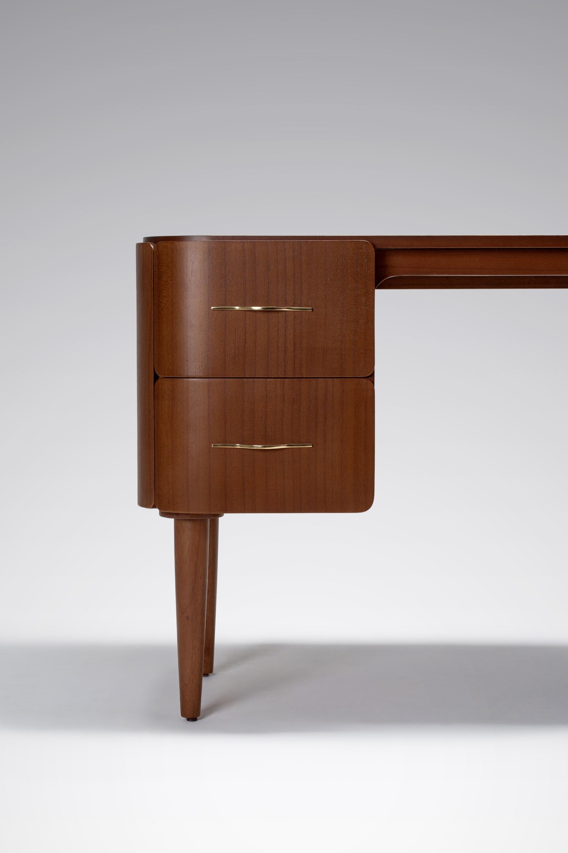 Wooden desk with spacious storage space in drawers