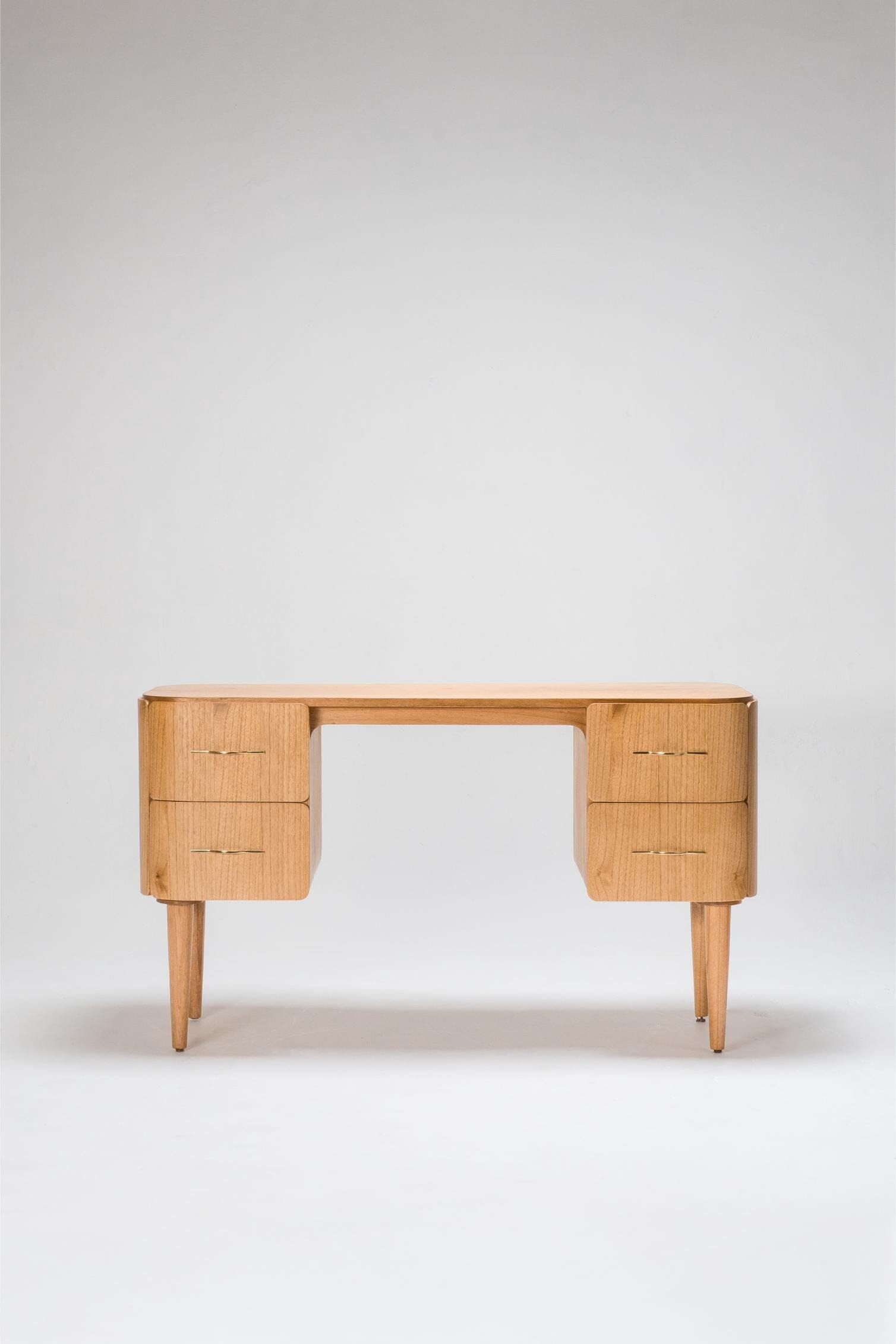 timber desk with 4 drawers