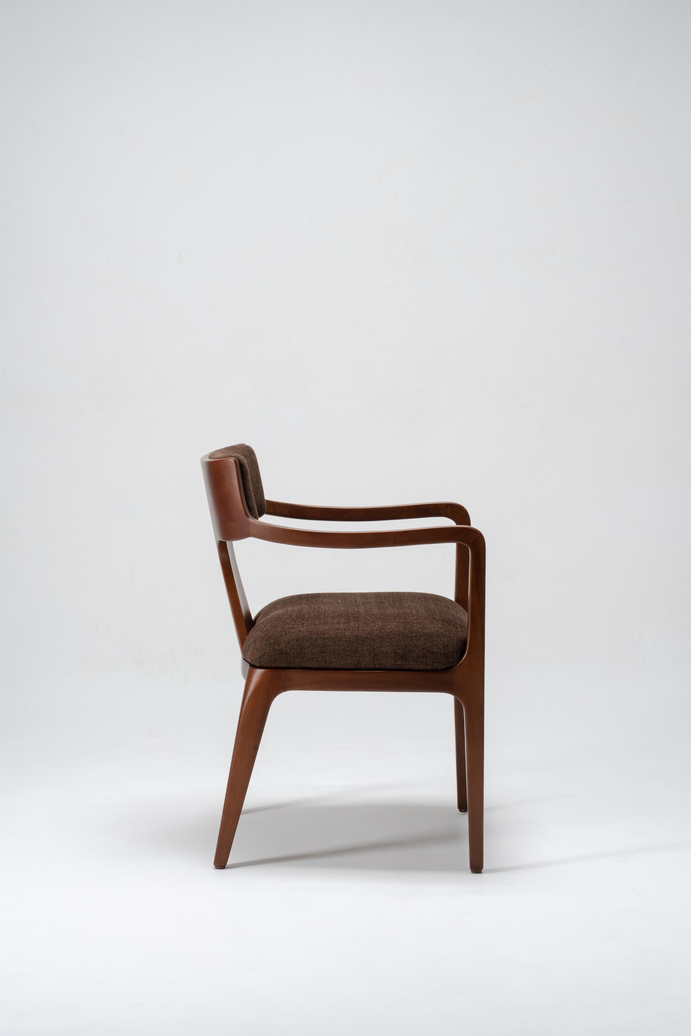 dark brown cloth dining chairs with arms