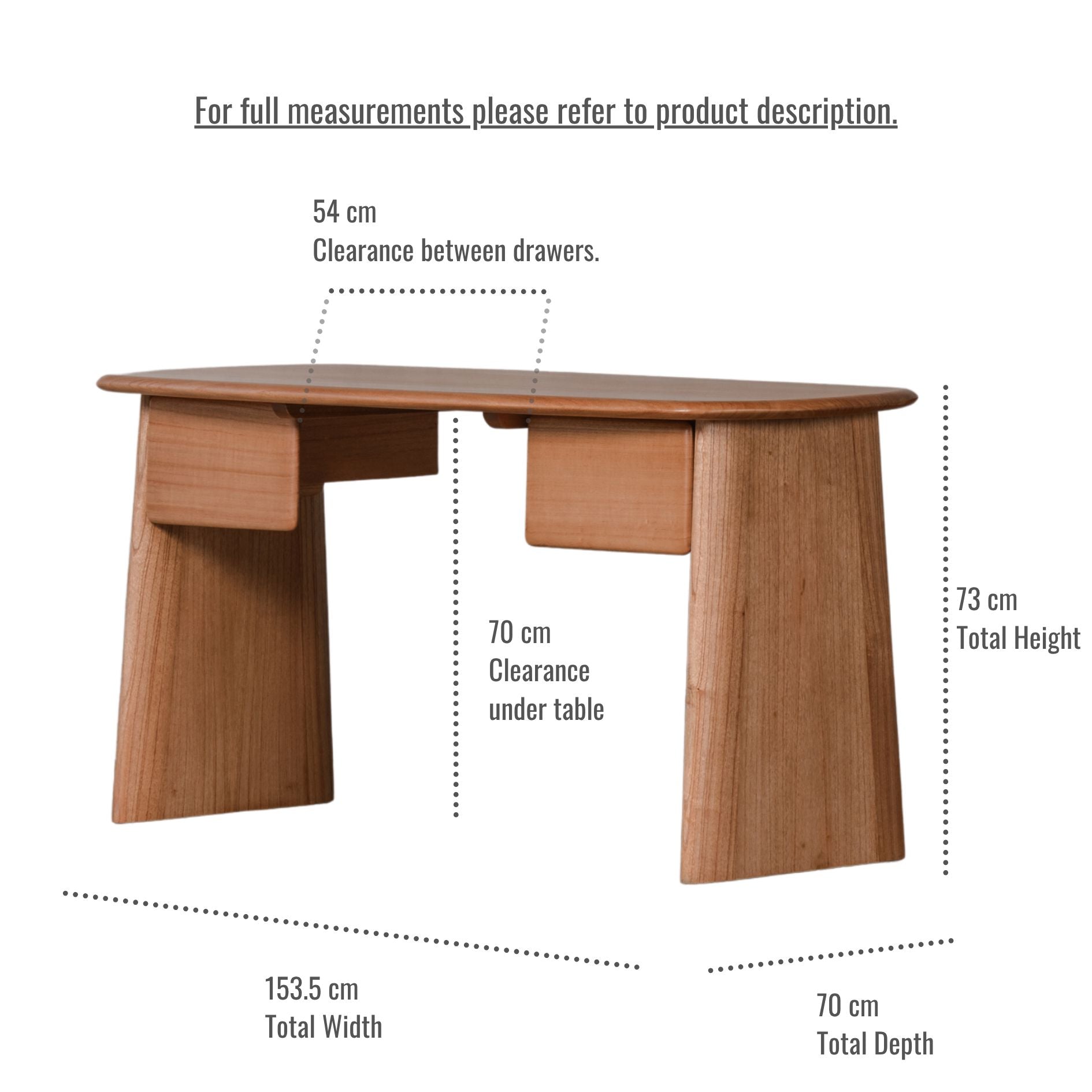 Monaco Solid Wood Desk 1.5m