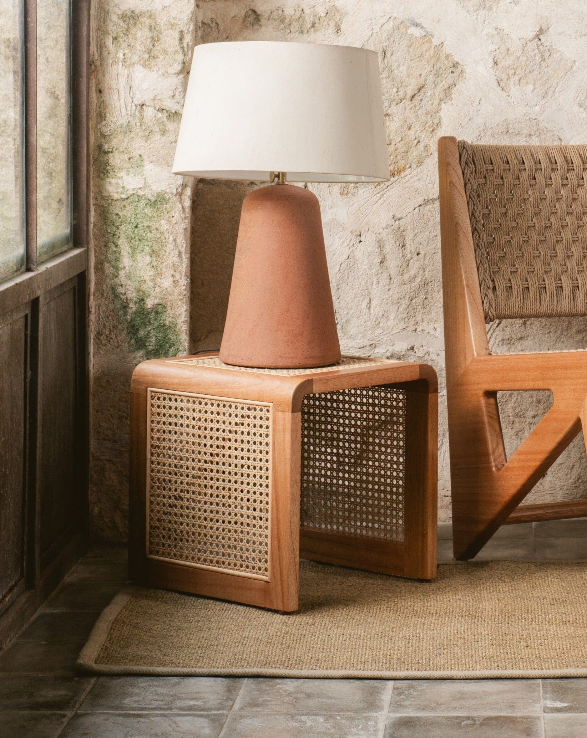 Nimoi Cube solid table- cube storage rattan - Larkwood Furniture