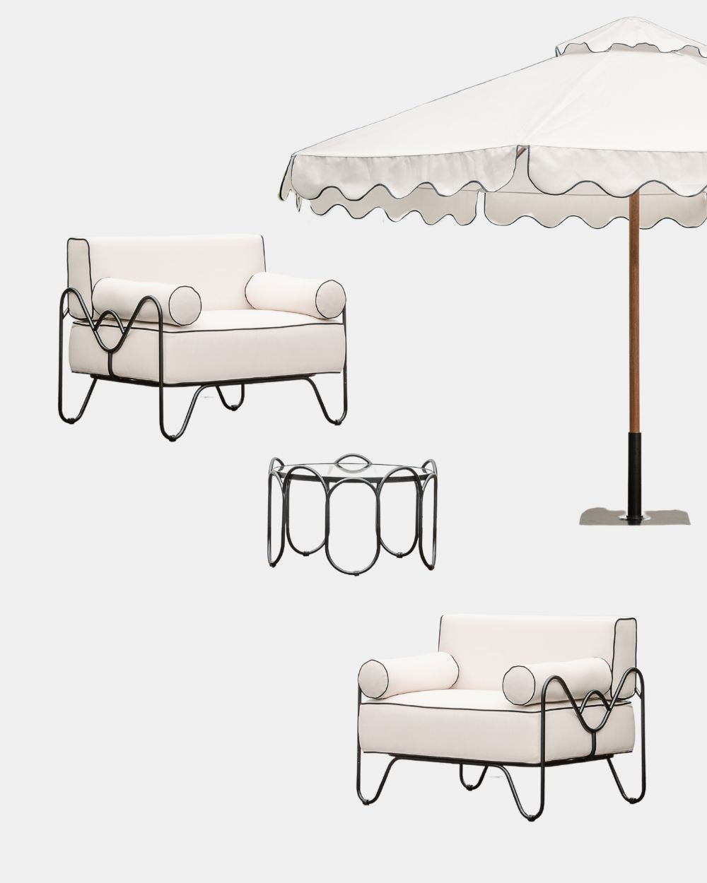 2 seater outdoor lunge setting, with umbrella