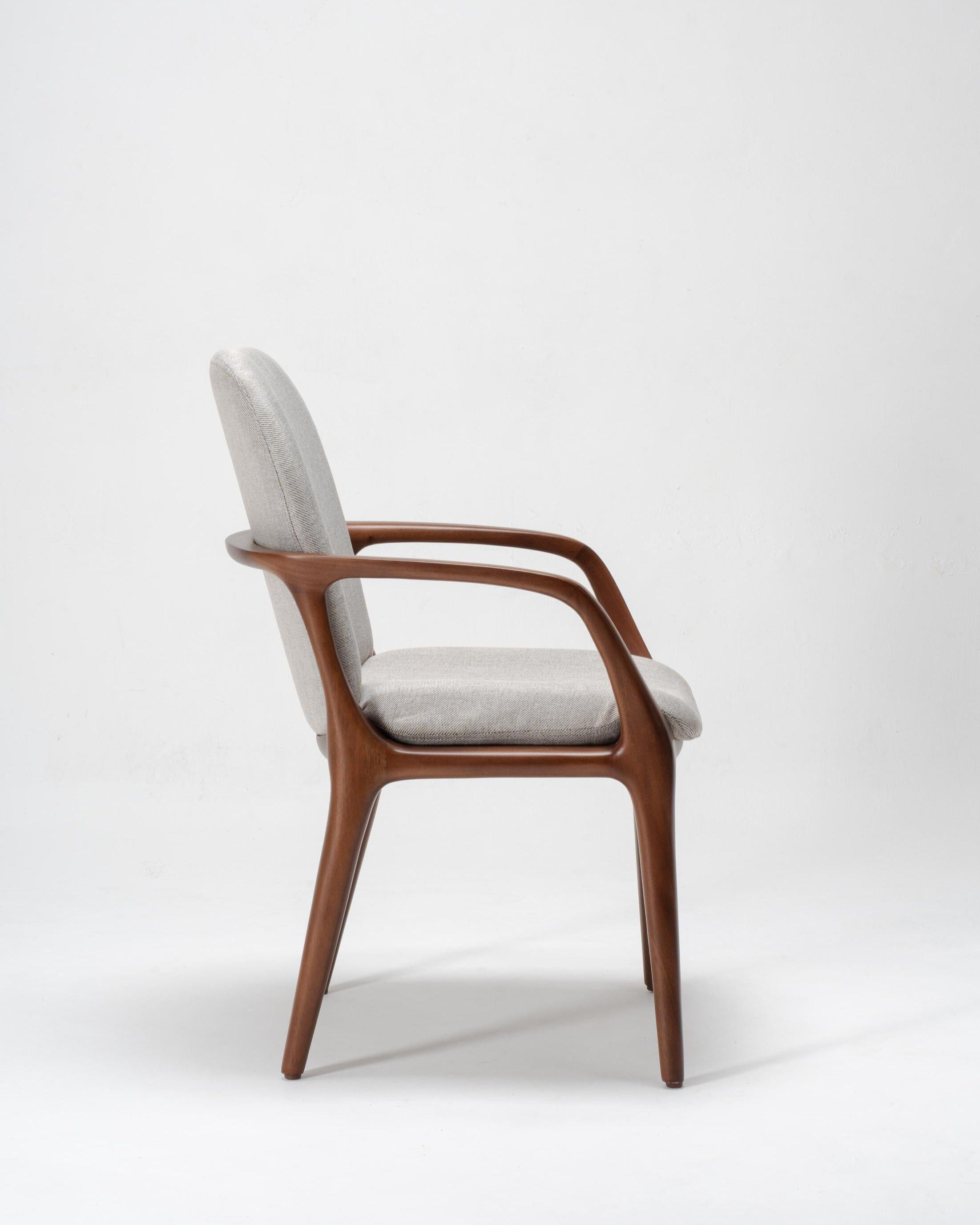 room dining chair, grey upholstered on timber frame