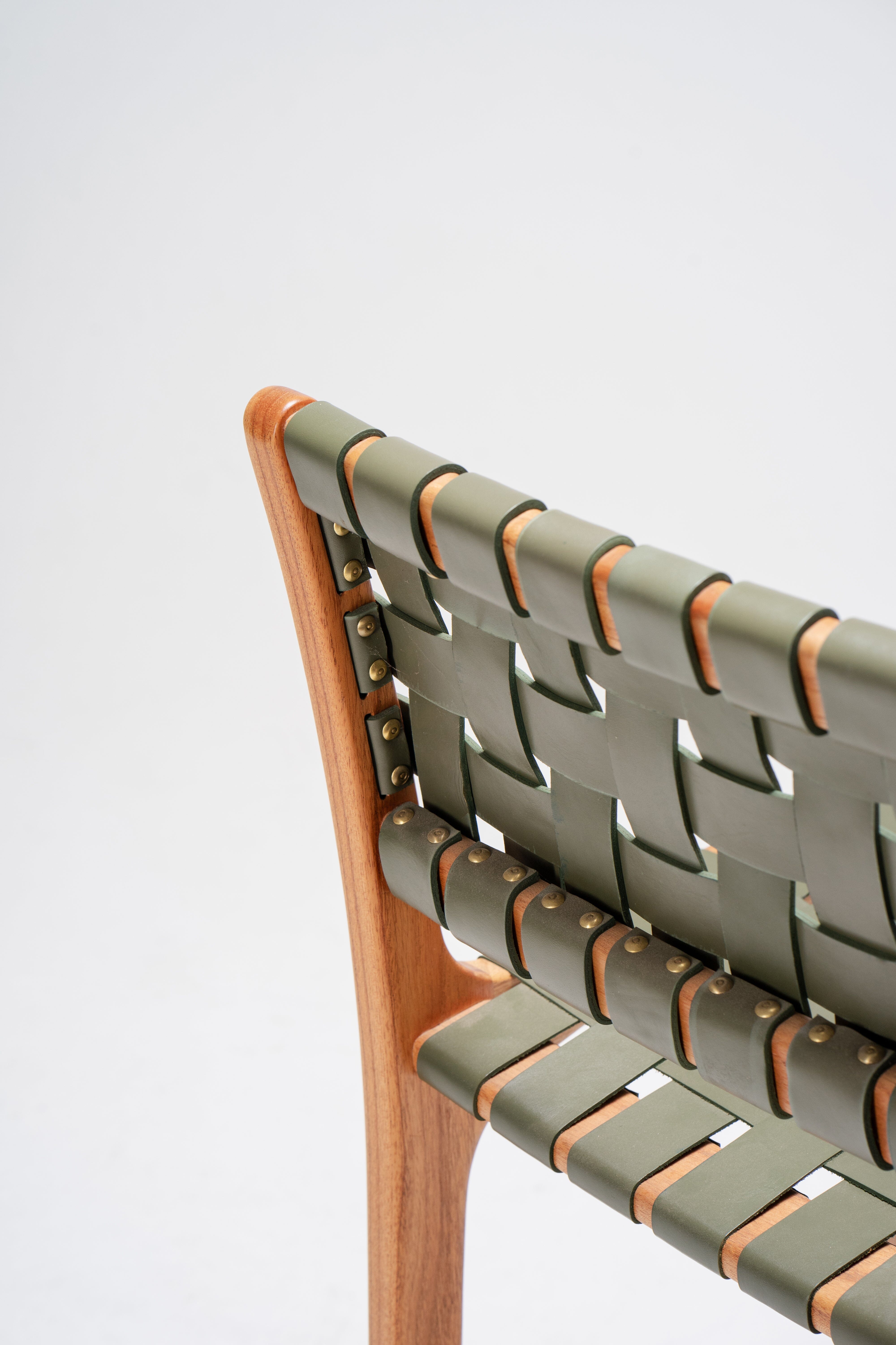 Sage Full-Grain Leather Woven Counter stool - bar stools - Larkwood Furniture