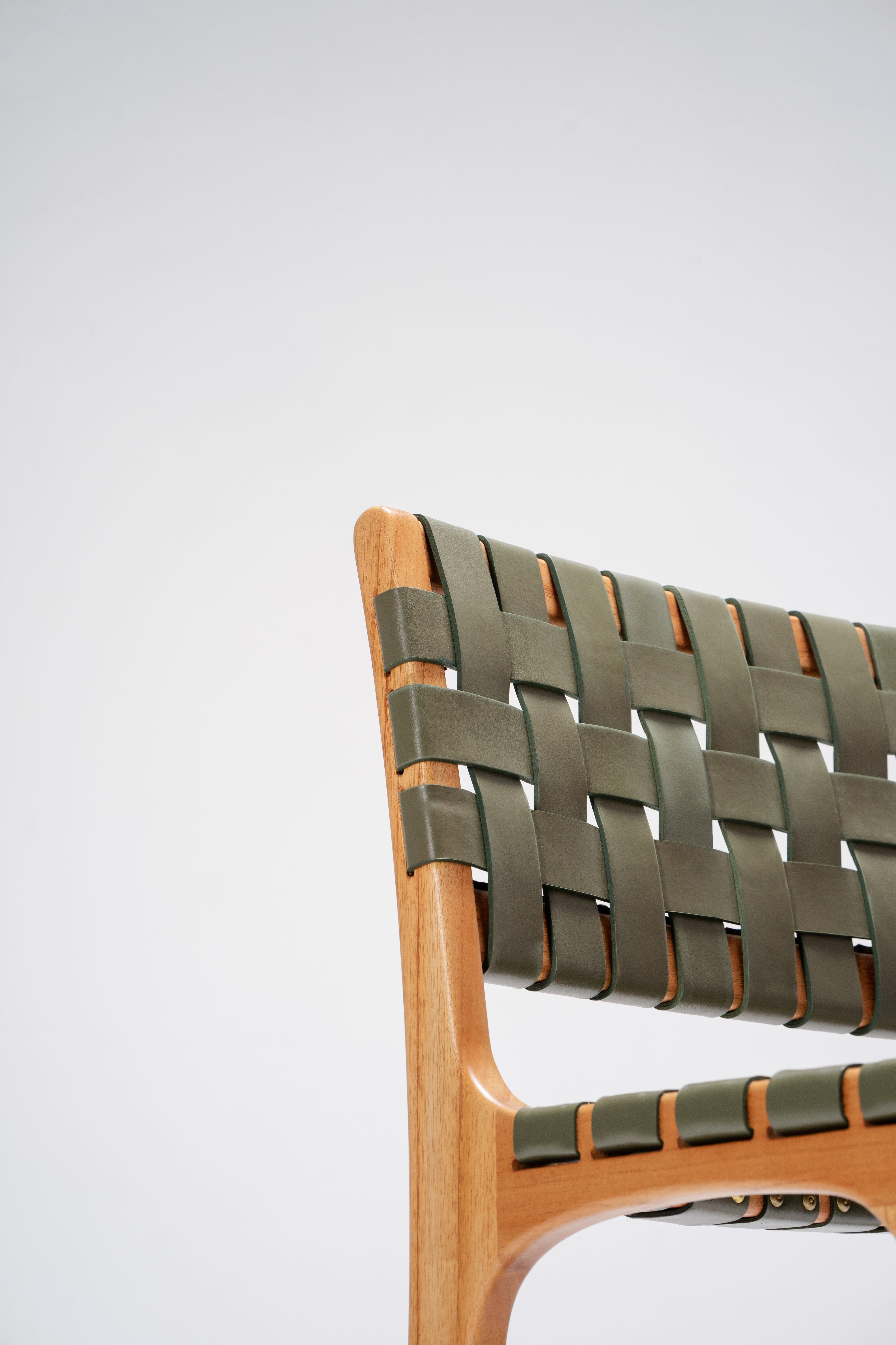 Sage Full-Grain Leather Woven Counter stool - stools counter wooden - Larkwood Furniture