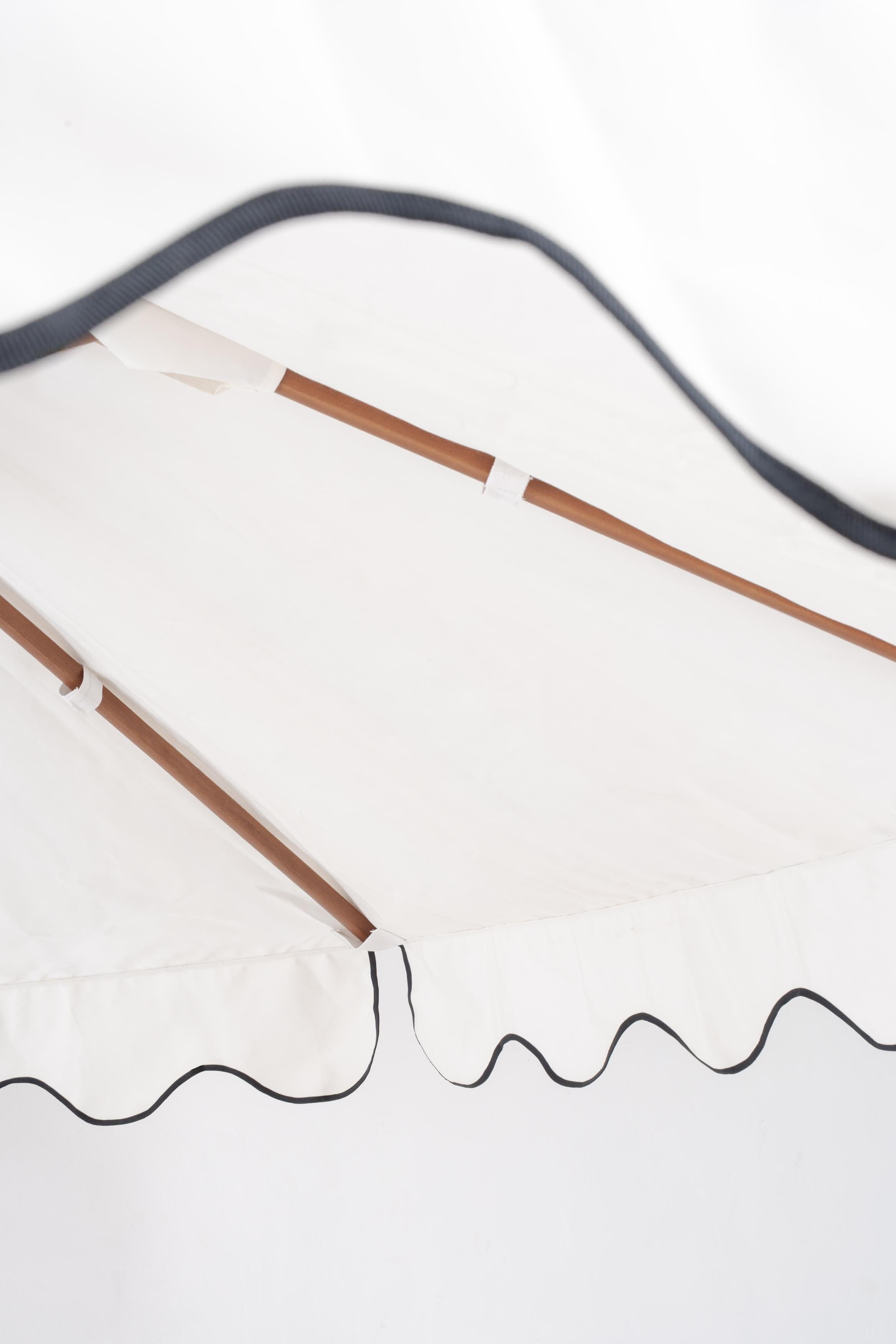 scalloped white out door umbrella large