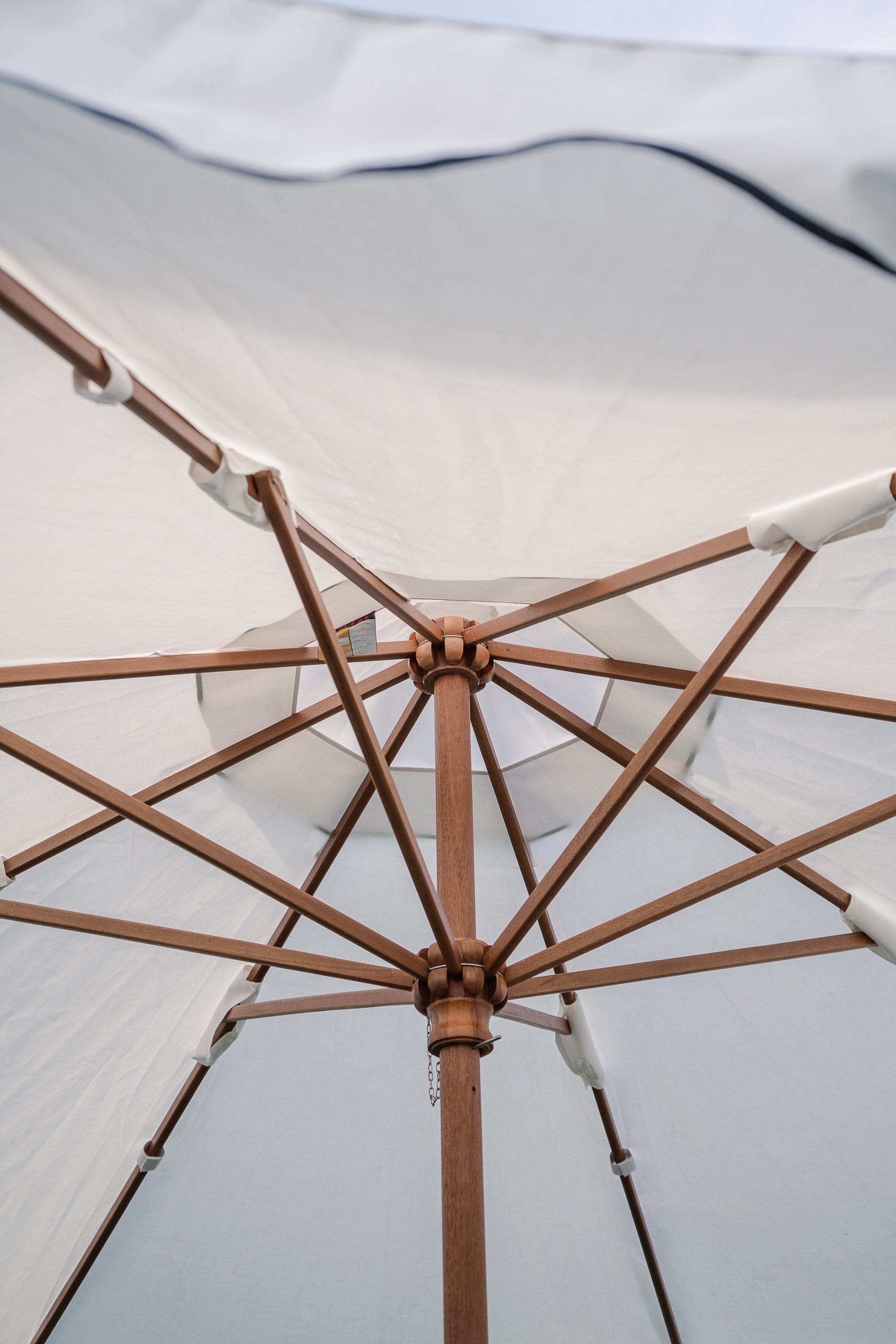 Detail wood carpentry of outdoor pool umbrella Australia - Larkwood Furniture