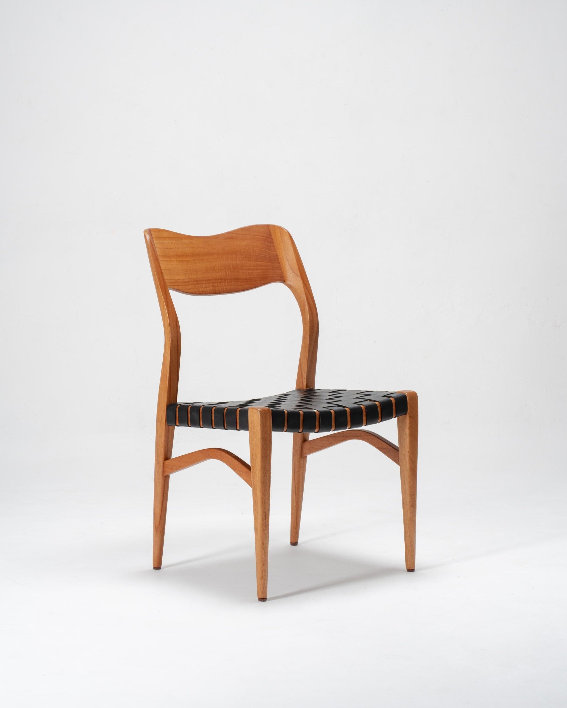 black leather dining chair