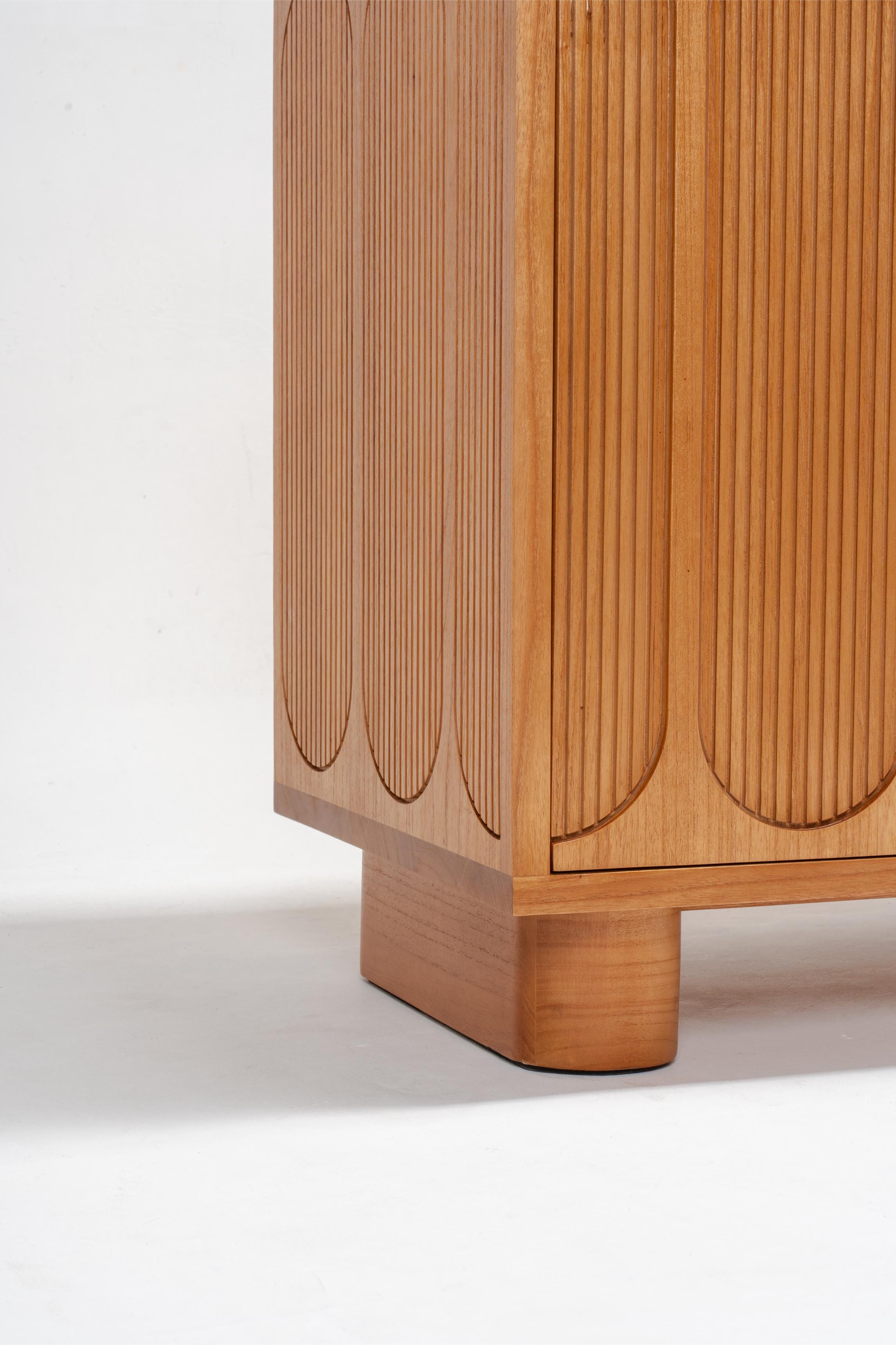 timber buffet cabinet with wooden feet