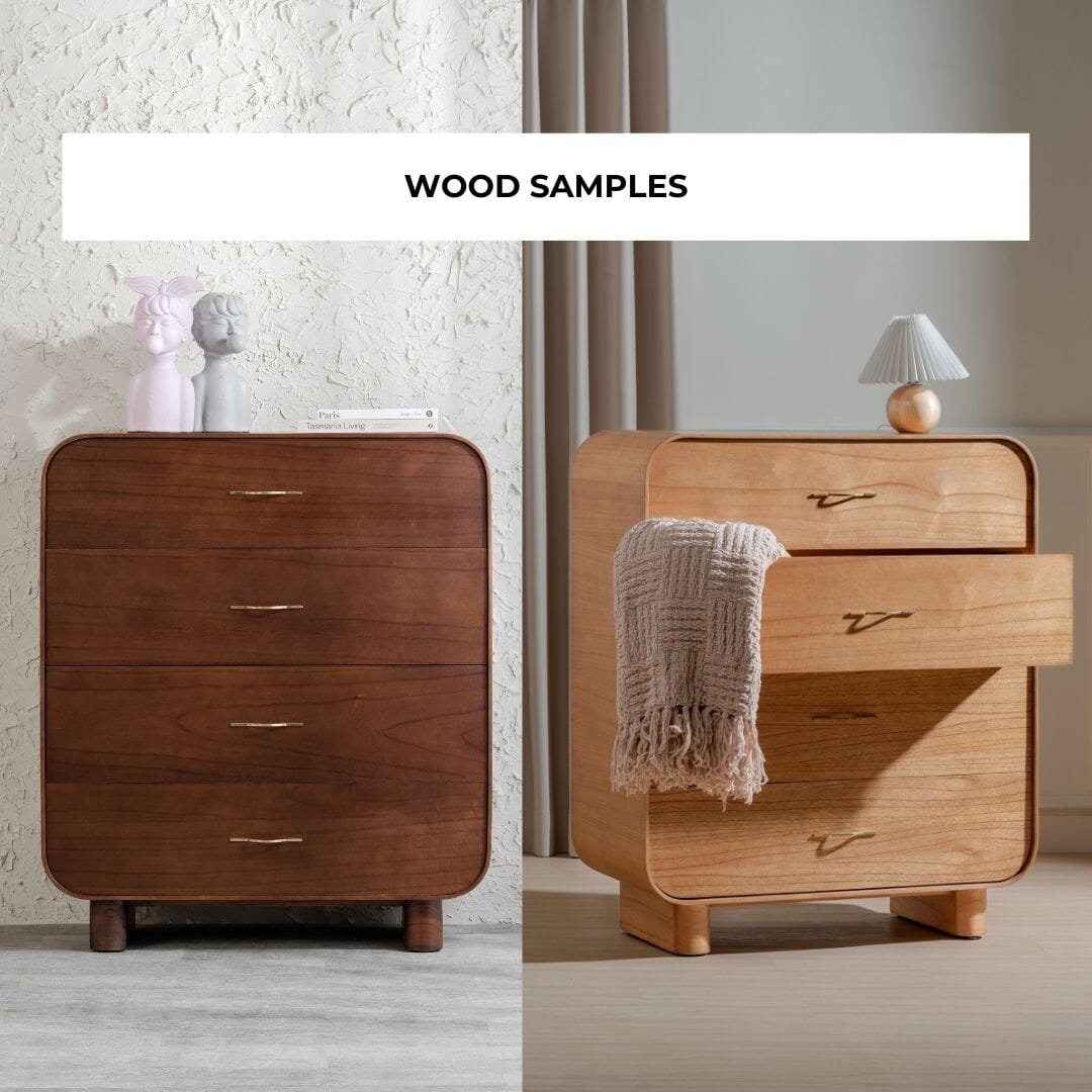 Wood Samples for Marguerite Tall Chest of 4 Drawers