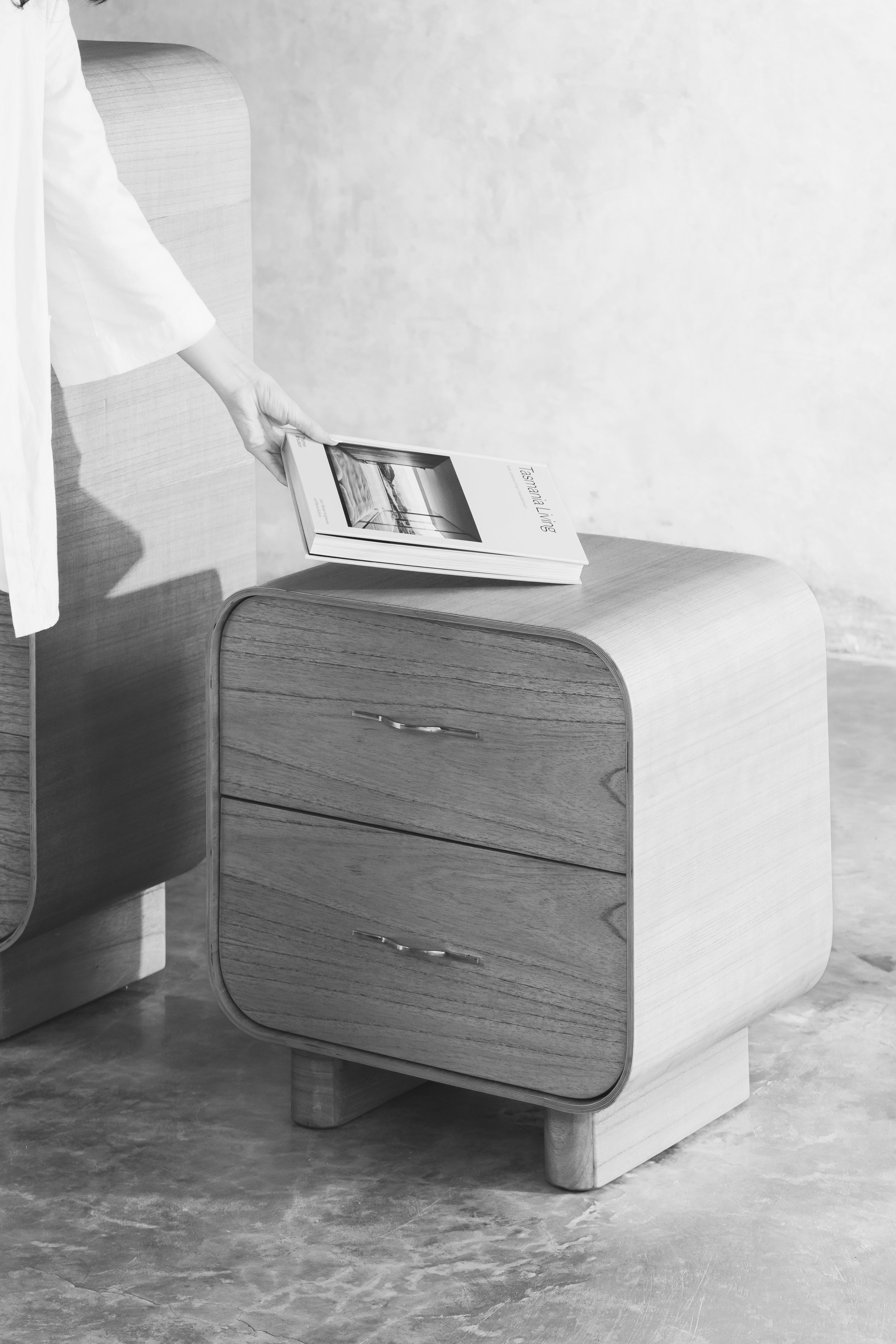 Wooden Bedside Black and White
