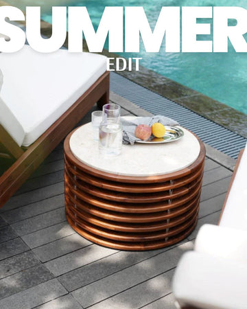 Catania Marble Table - Outdoor Furniture - Teak Wood - Larkwood Furniture