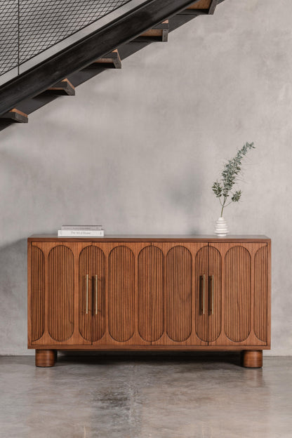 Wooden sideboard with decorative design