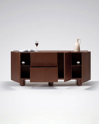 sideboard furniture, drawers and doors open