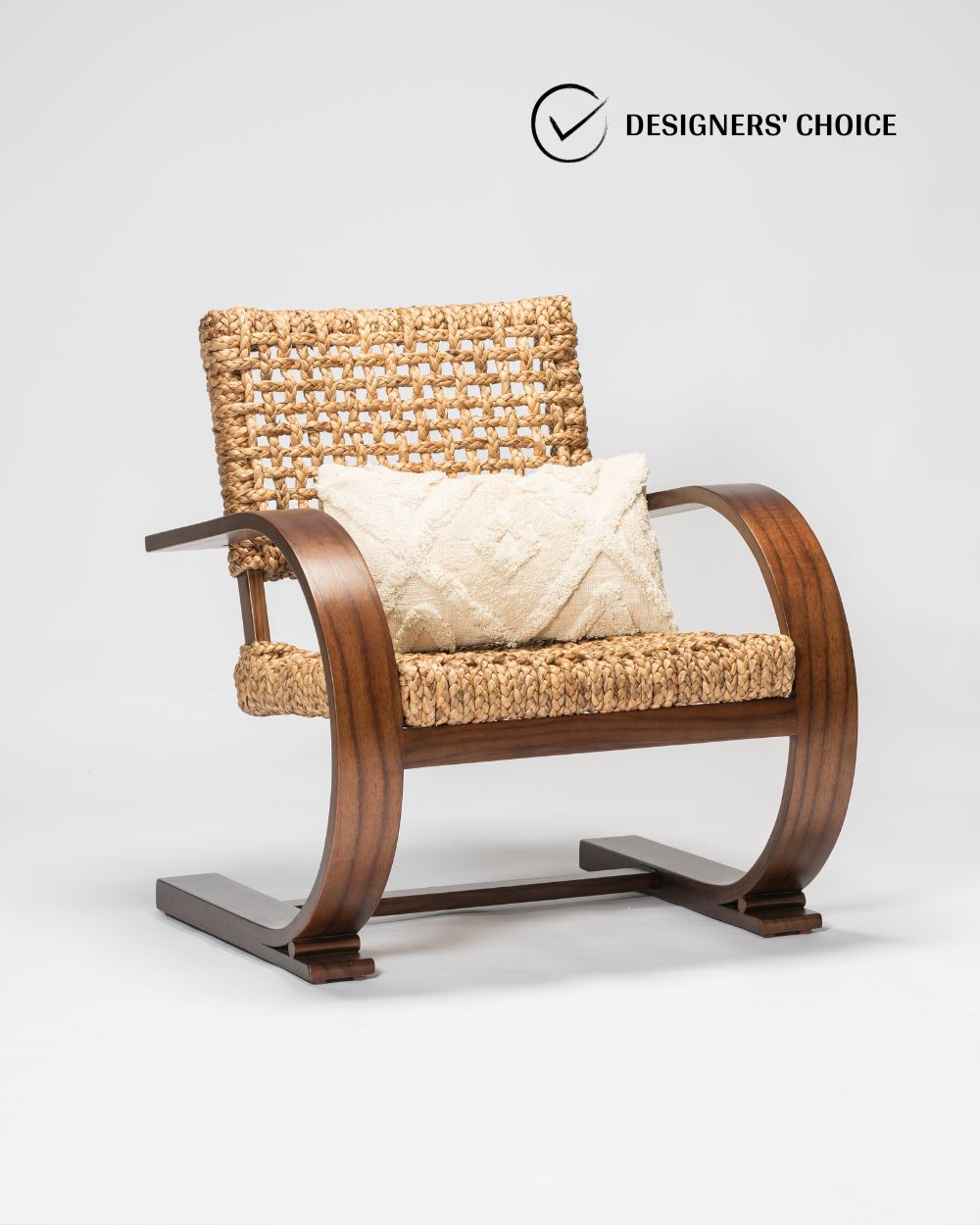 French Modernist Armchair - Water Hyacinth Wooden Armchair - Larkwood Furniture