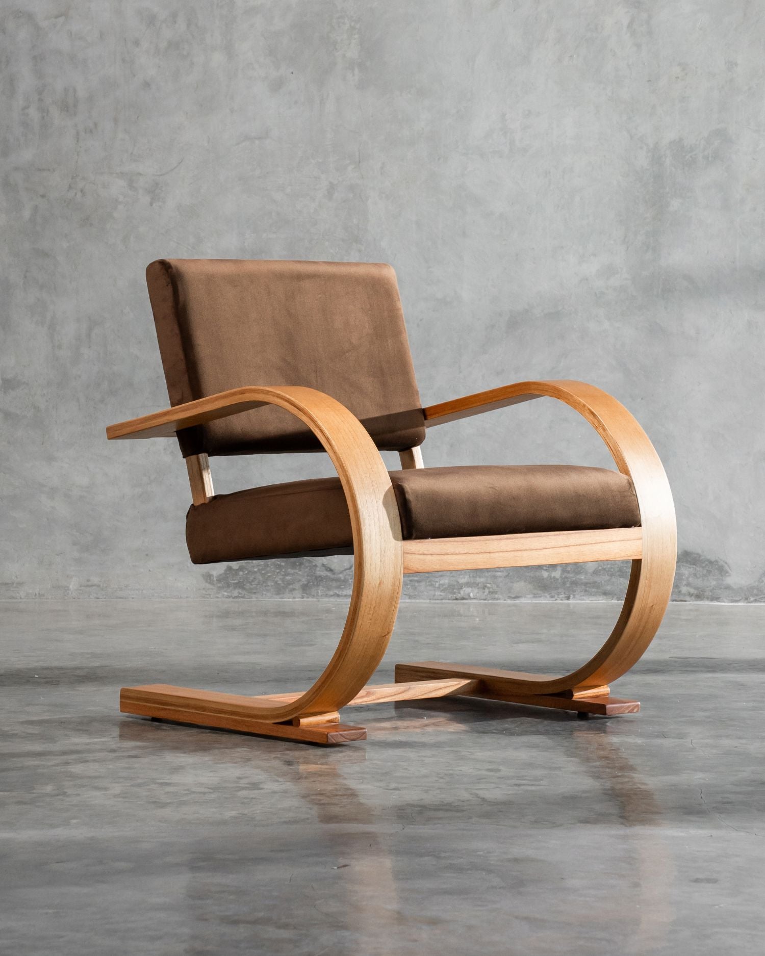 French Modernist Armchair | Coffee Velvet