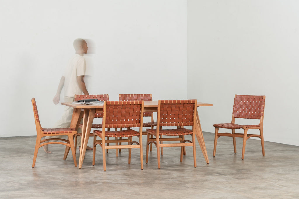 Dining Chair - Armchair - Leather - Leather Woven - Larkwood Furniture