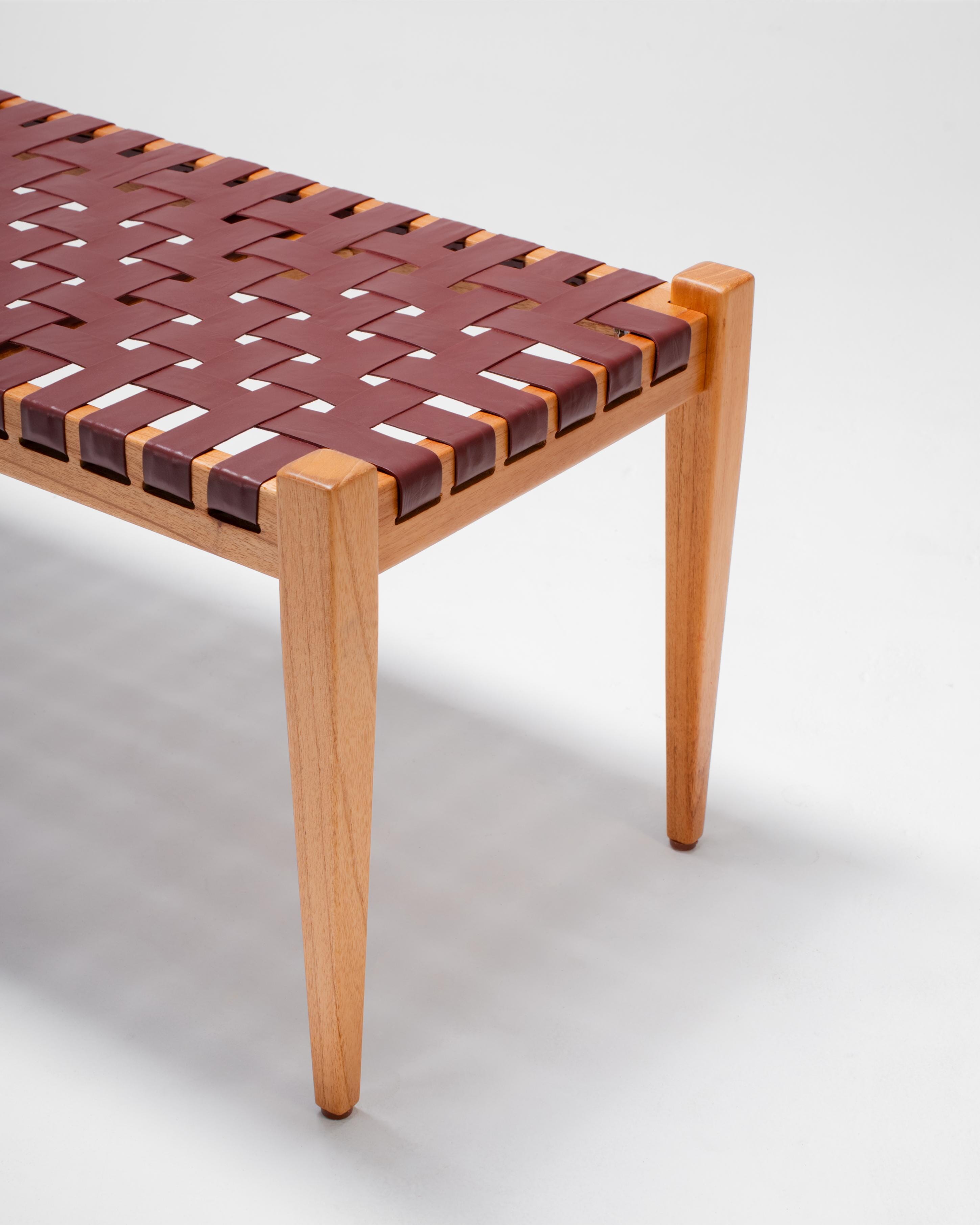 Full-Grain Leather Woven | Bench