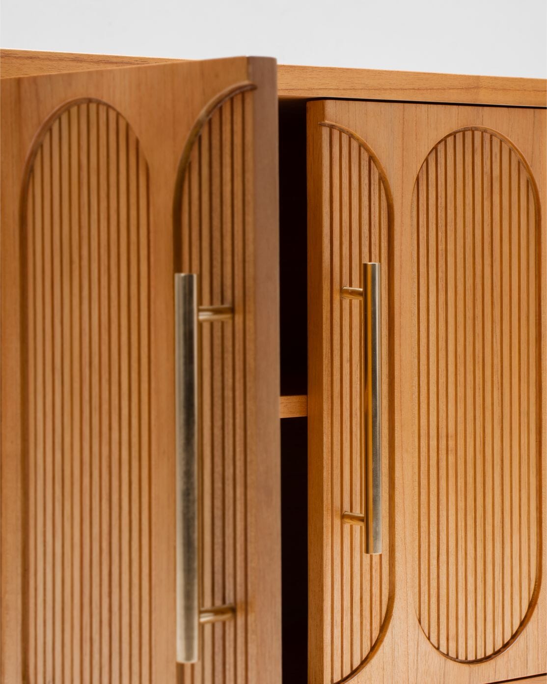 Wooden bedside lockers with brass handles