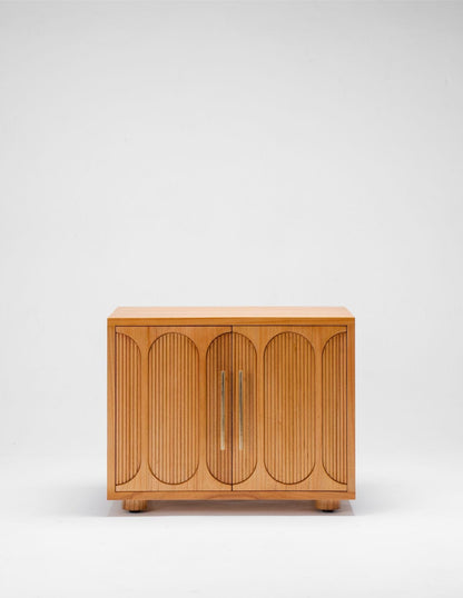 Wooden cabinet with a curve design