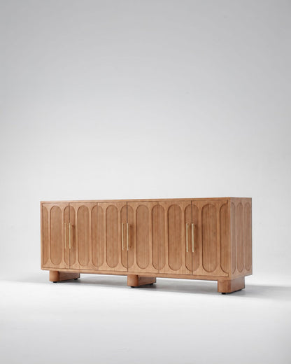 Light solid wood, long sideboard cabinet