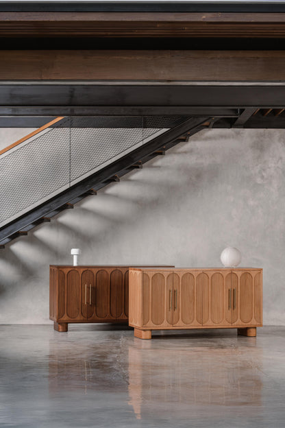 dark wood and light wood sideboard buffet