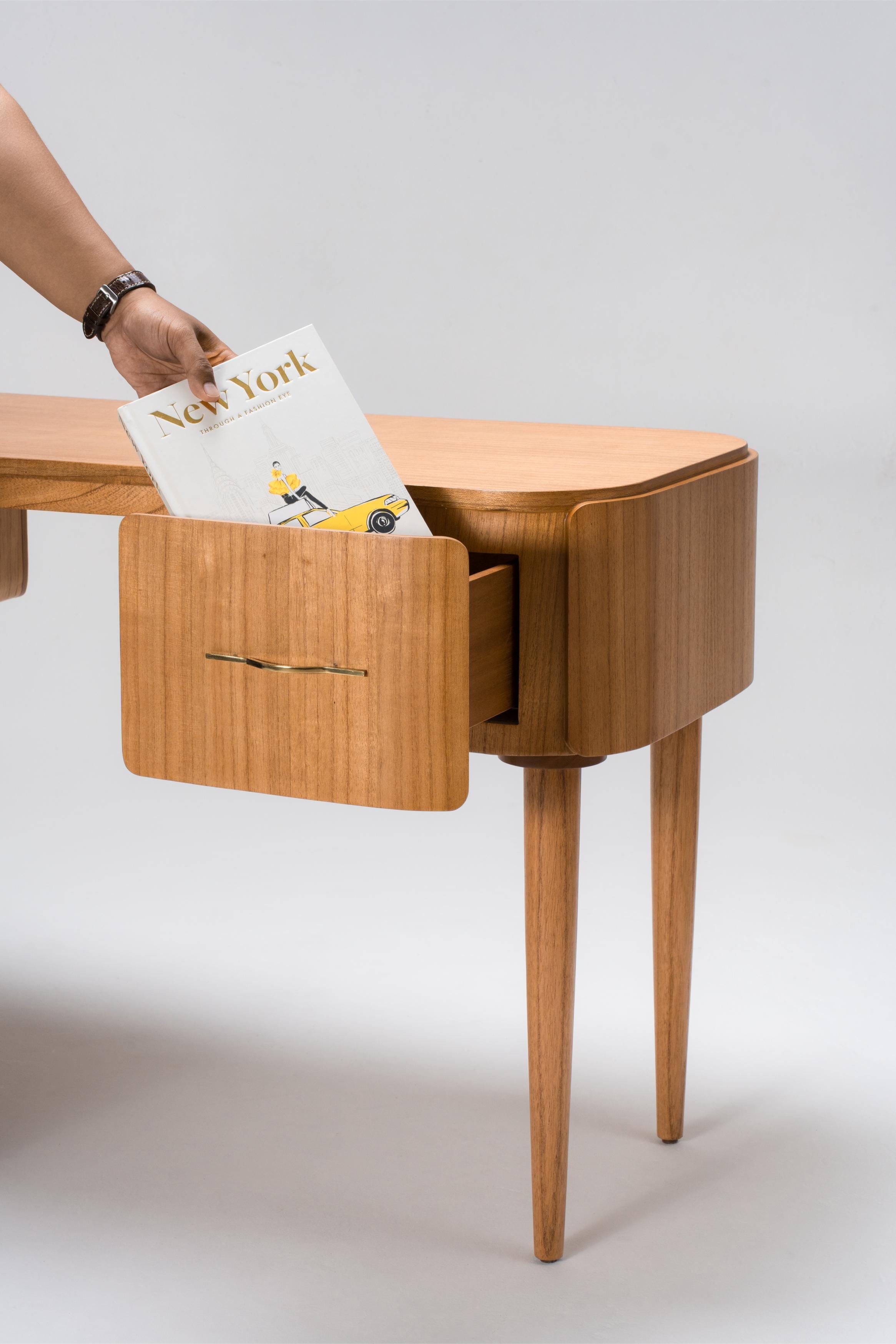 light timber home desk with large drawers