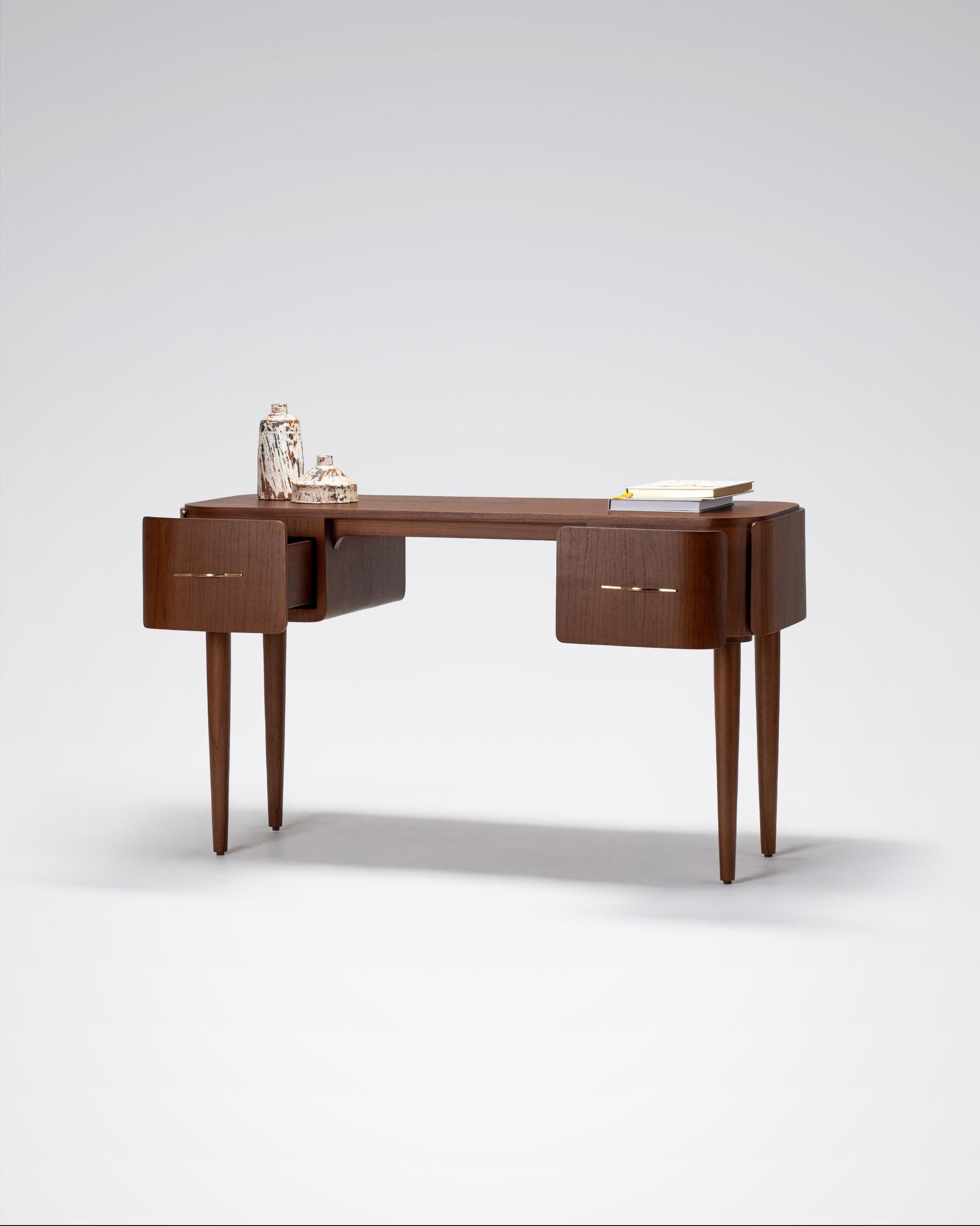 Wooden desk with a minimalistic design