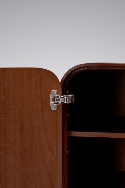 Wooden cabinet with hinges