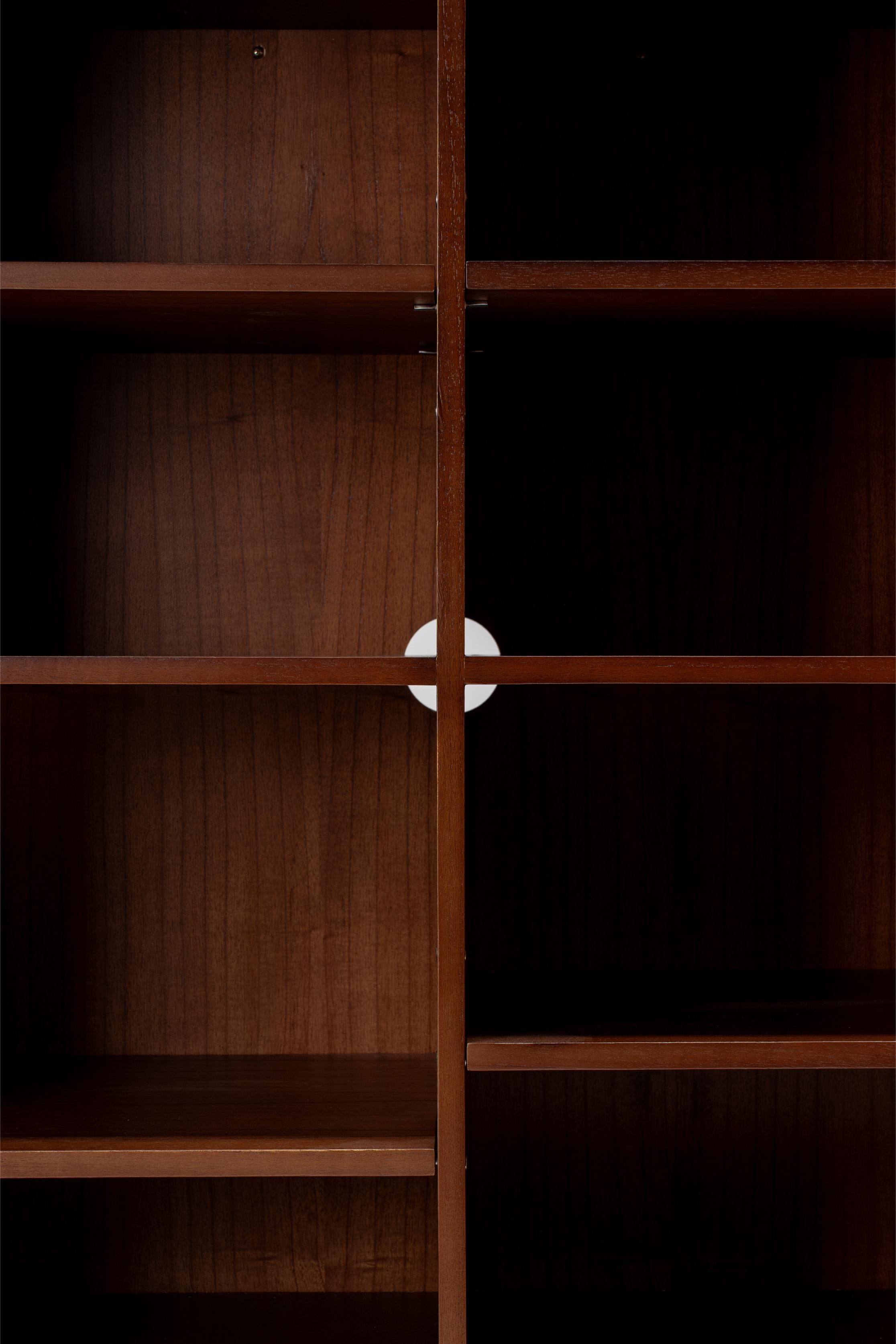 wooden shelfs in bar cabinet