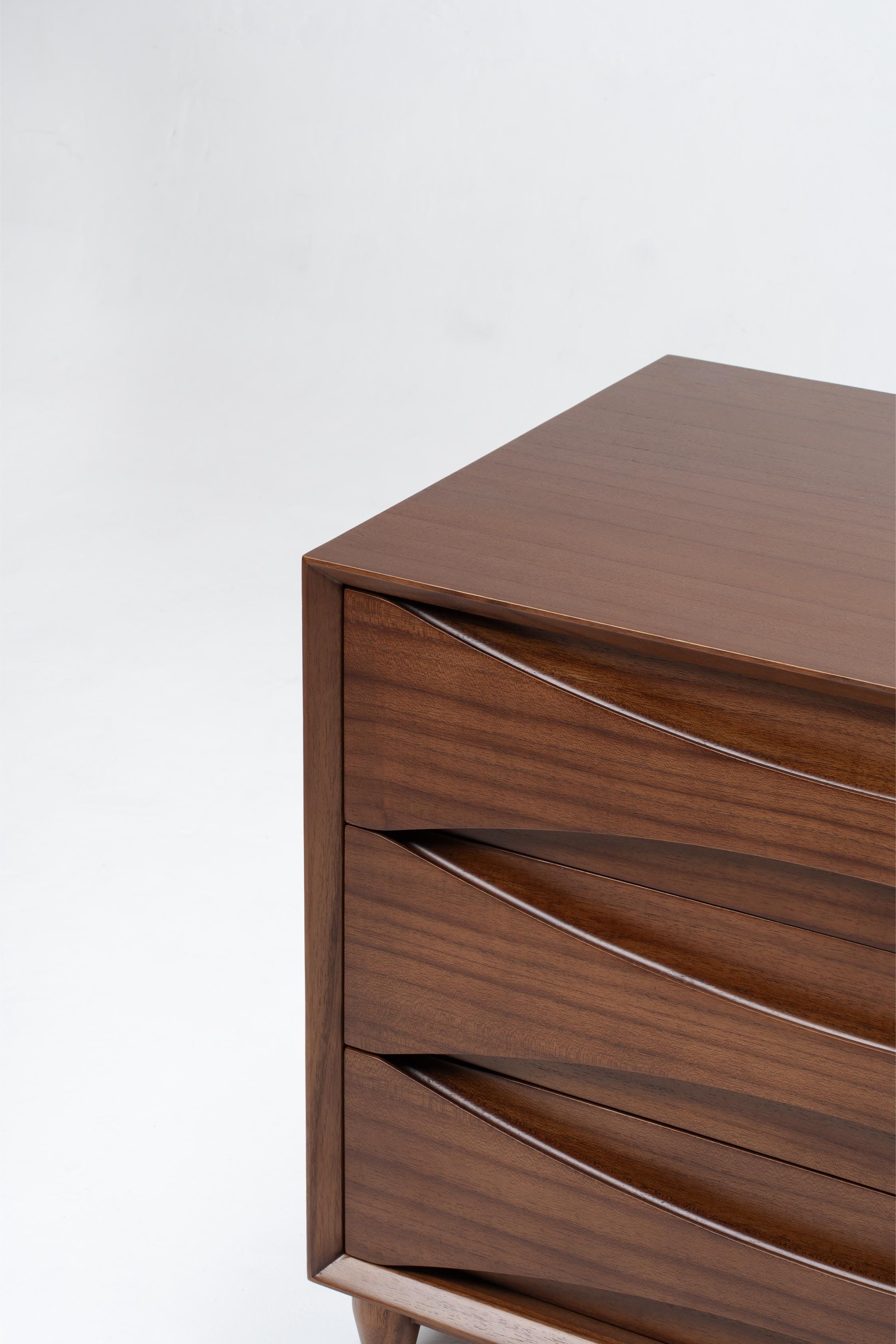 dark wood nightstand, with 3 drawer