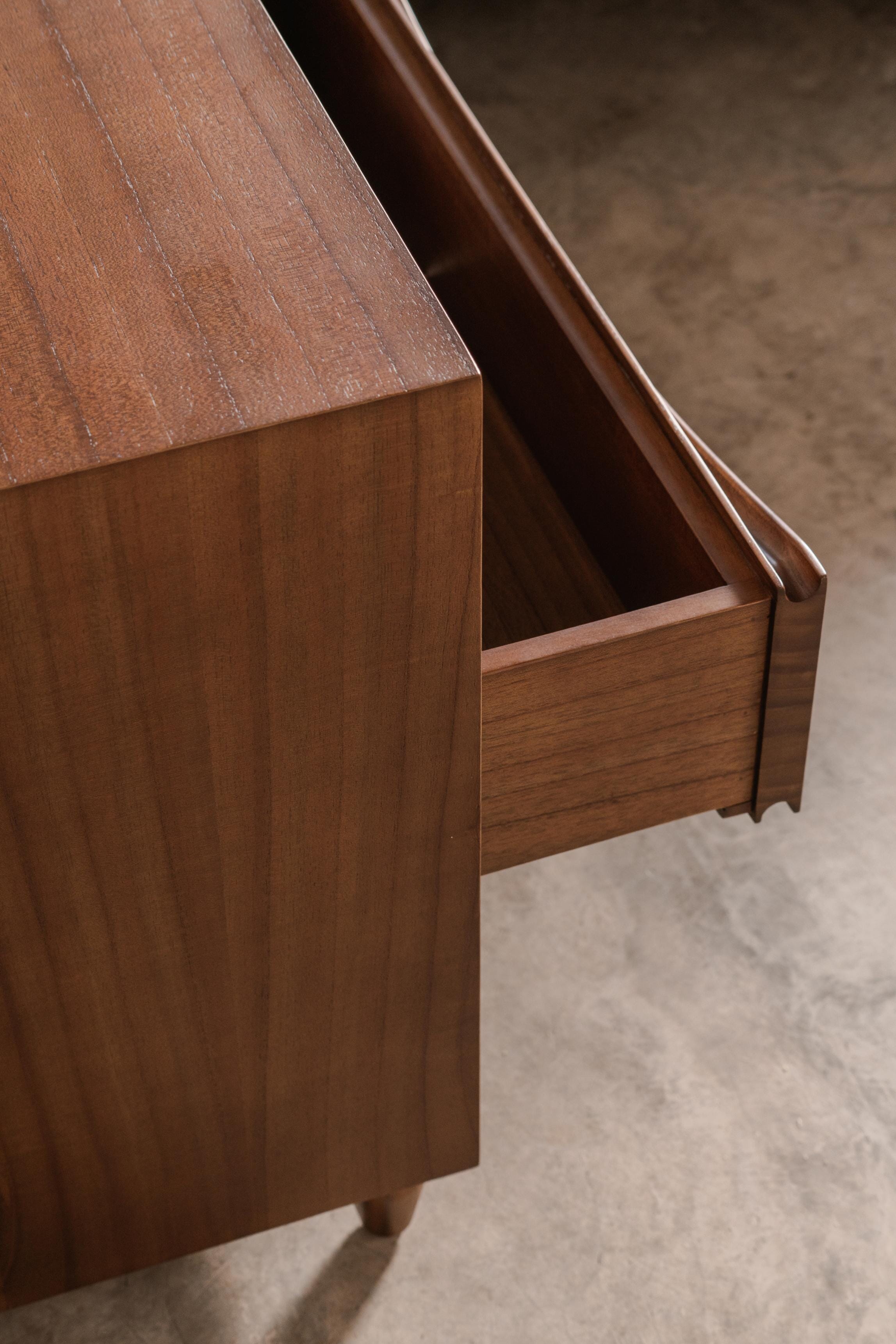 drawer bedside cabinets, pulled out  show the inside